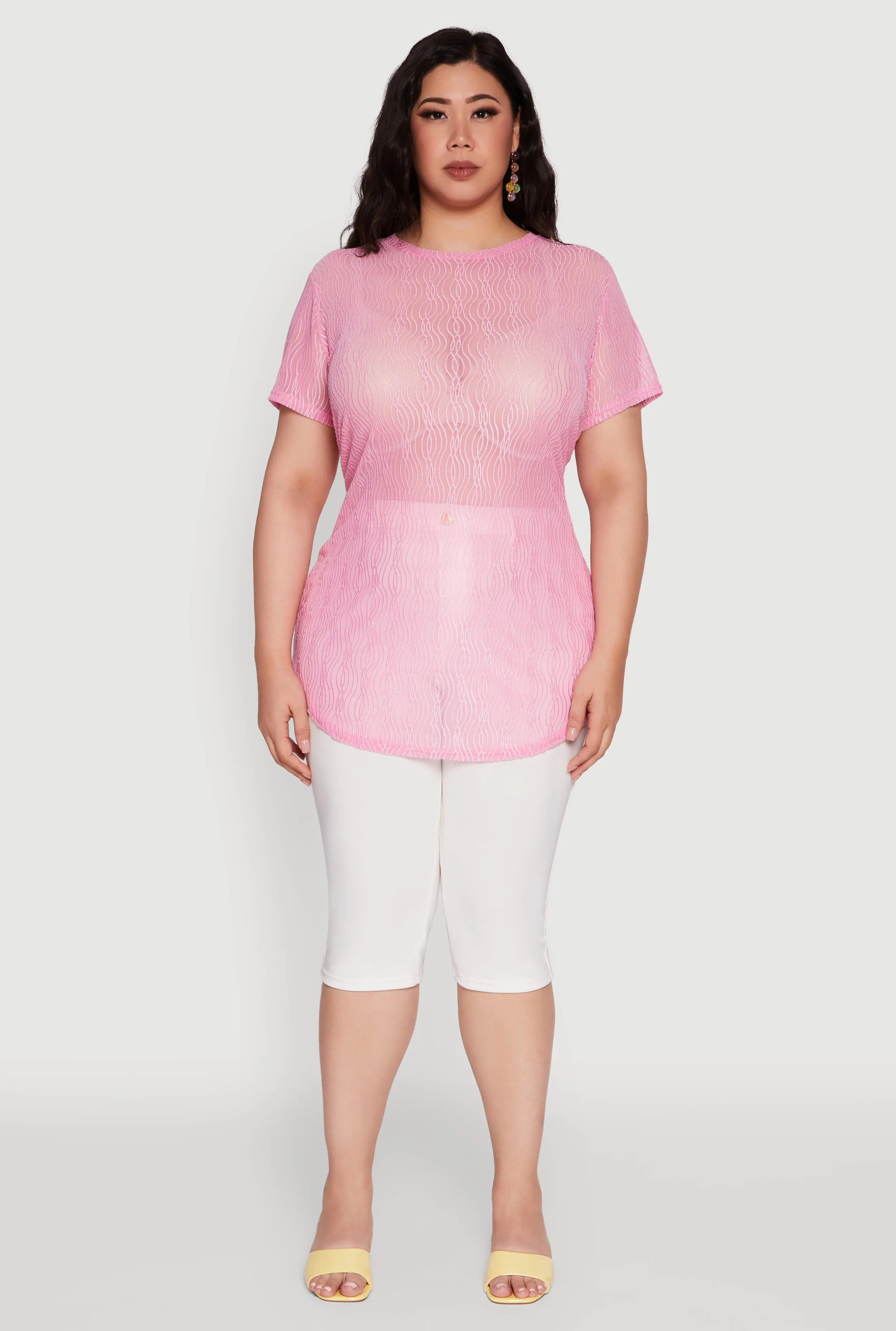 Plus Size Sheer Textured Knit Tunic Top sold by Rainbow product image thumbnail 3