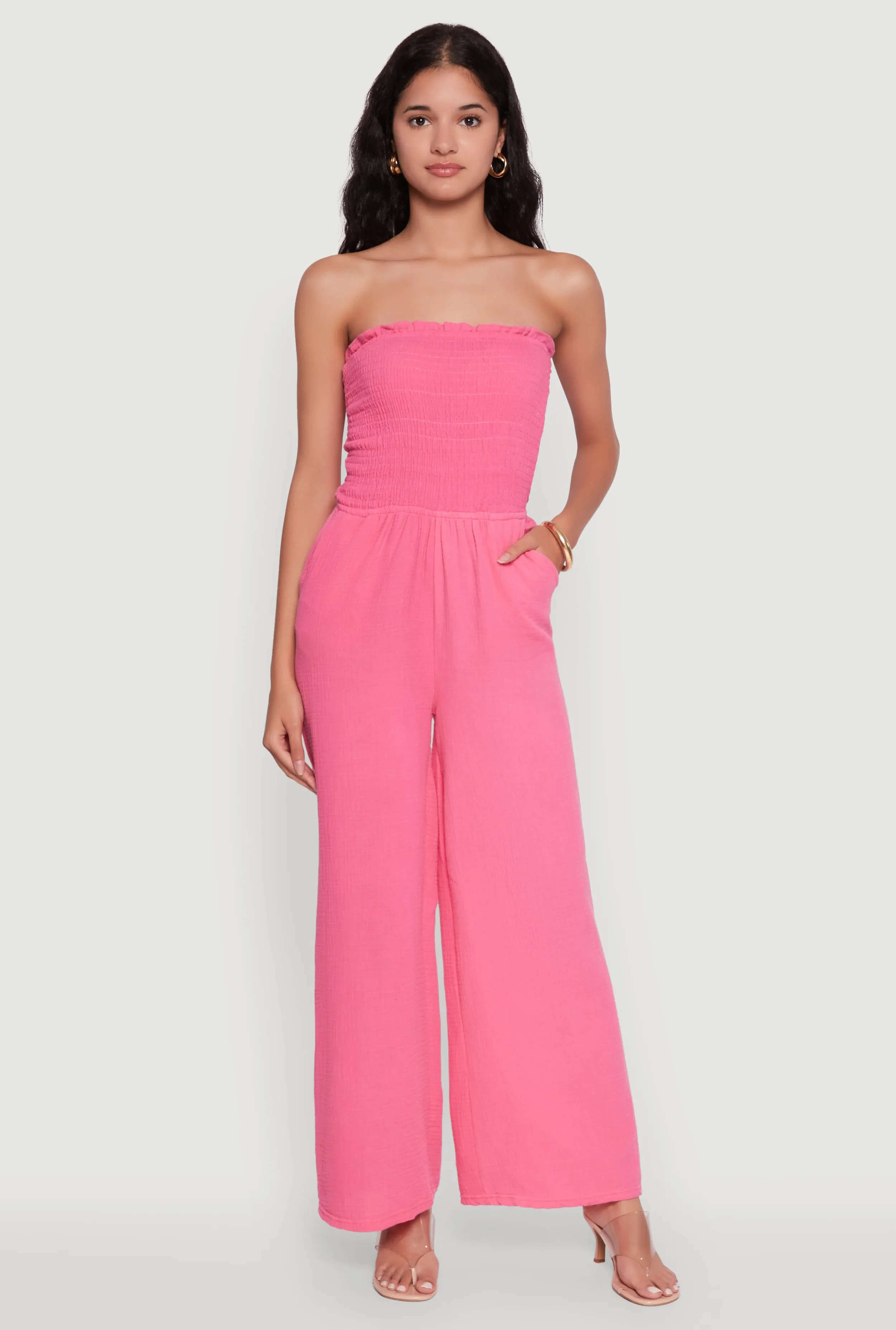 Smocked Tube Wide Leg Jumpsuit sold by Rainbow