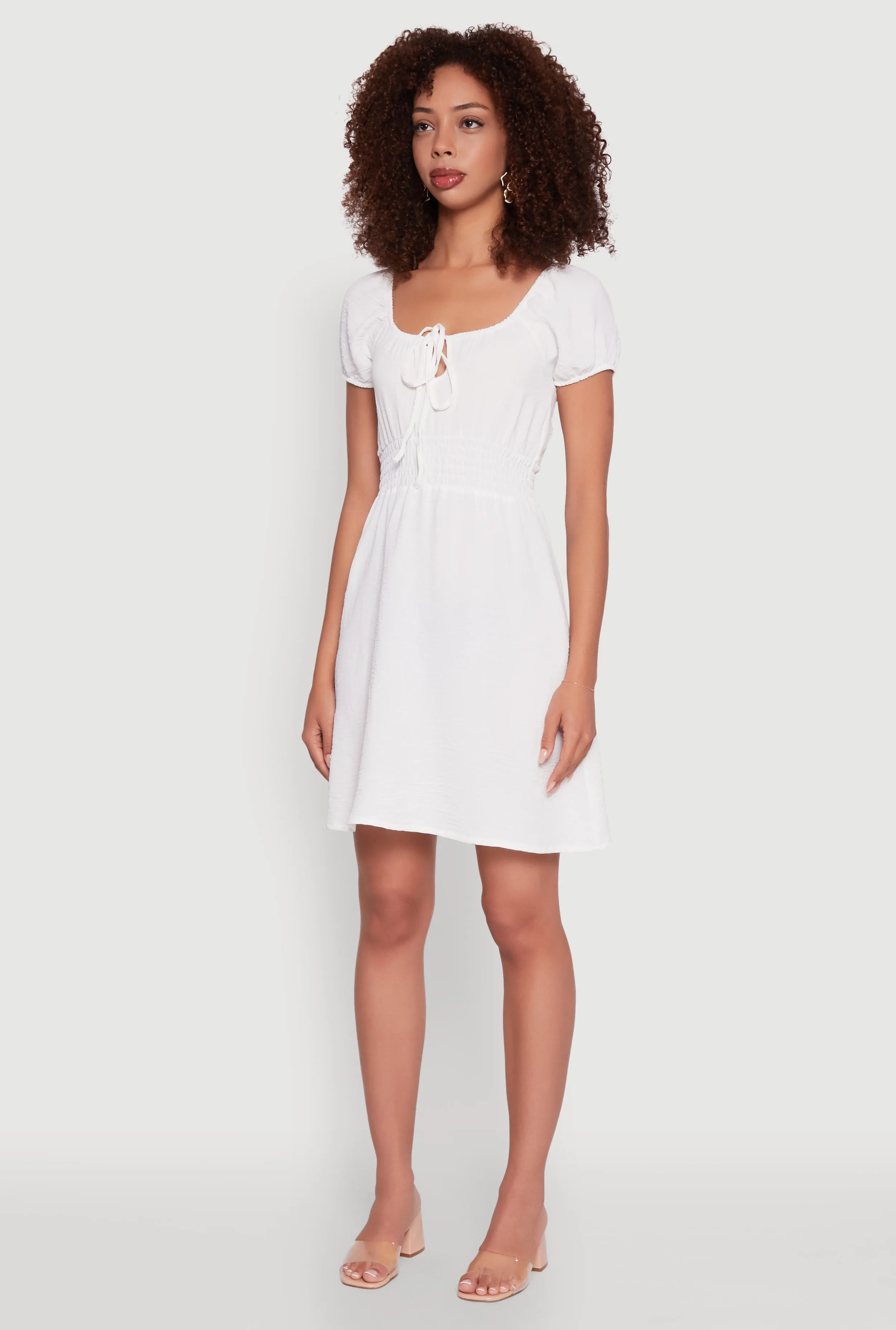 Crepe Knit Puff Sleeve Peasant Dress sold by Rainbow product image thumbnail 3