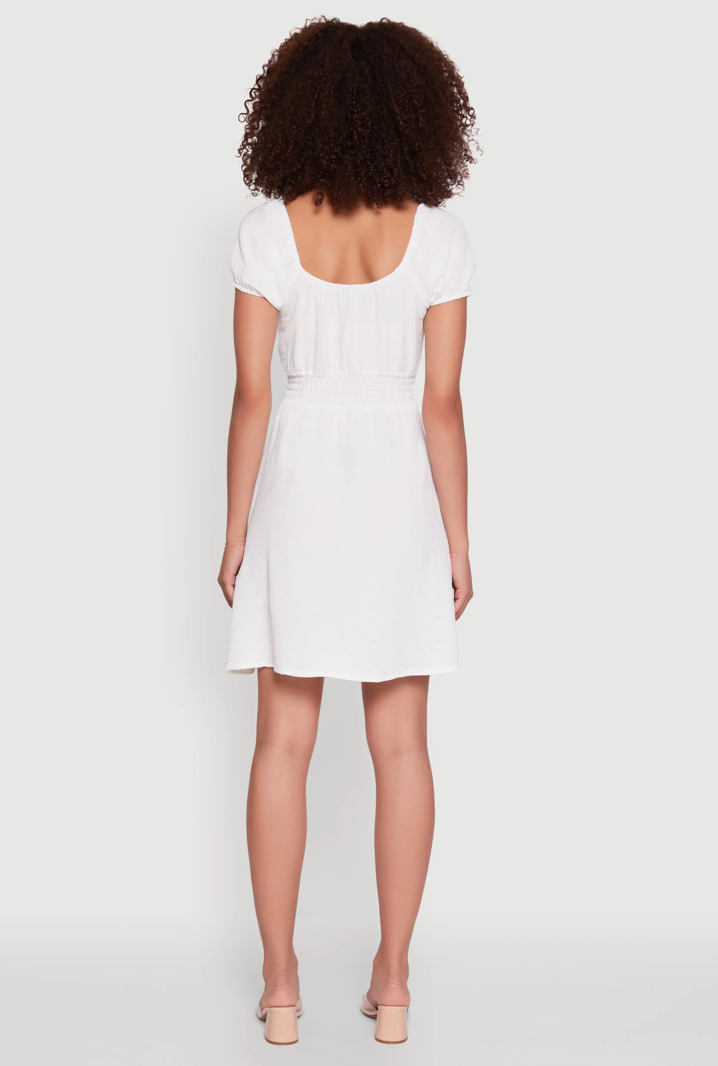 Crepe Knit Puff Sleeve Peasant Dress sold by Rainbow product image thumbnail 5