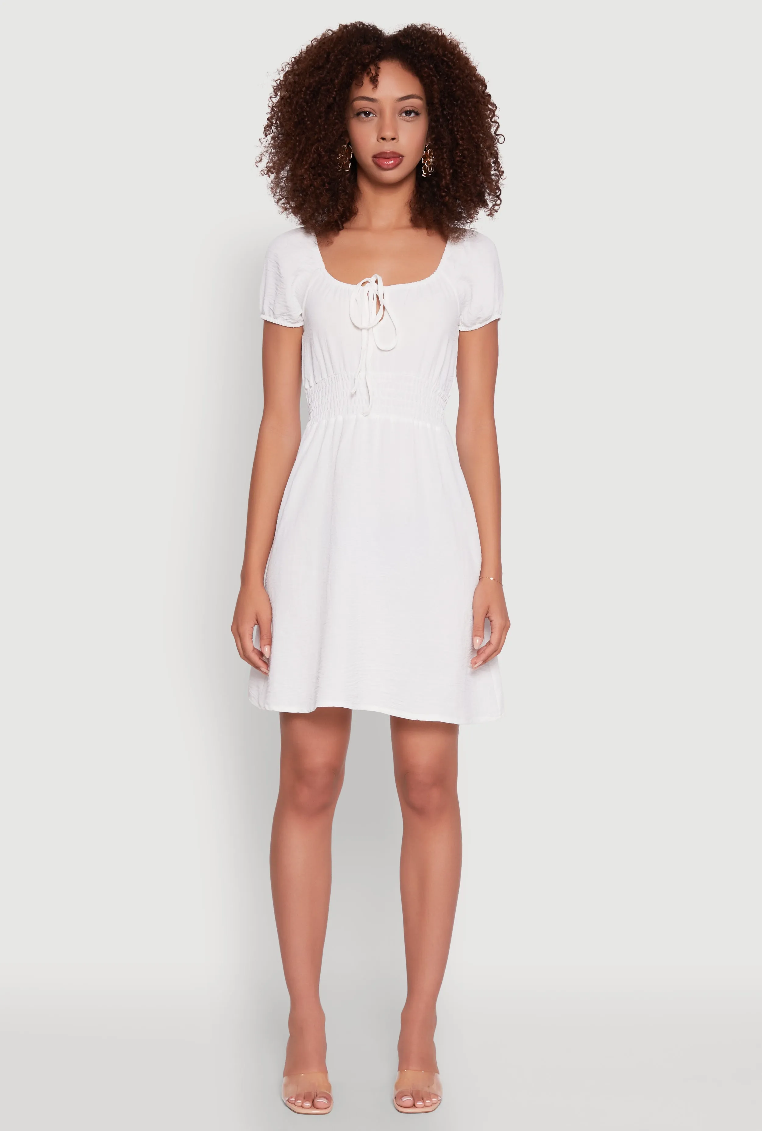 Crepe Knit Puff Sleeve Peasant Dress sold by Rainbow product image thumbnail 2