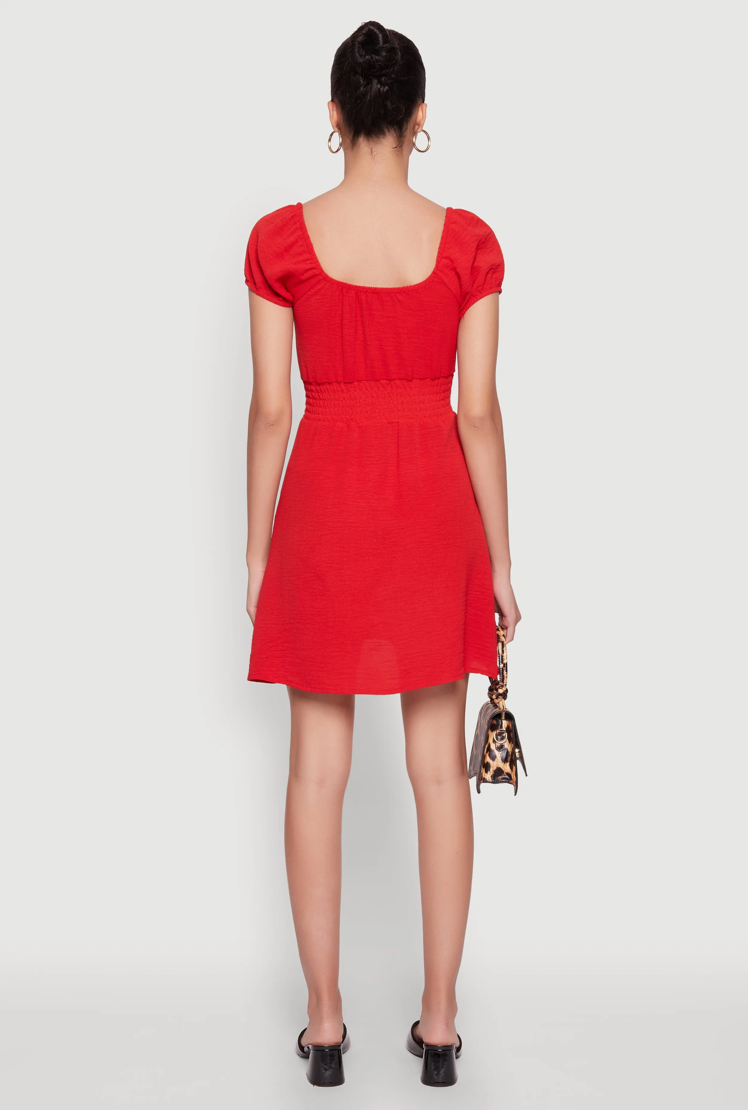 Crepe Knit Puff Sleeve Peasant Dress sold by Rainbow product image thumbnail 5