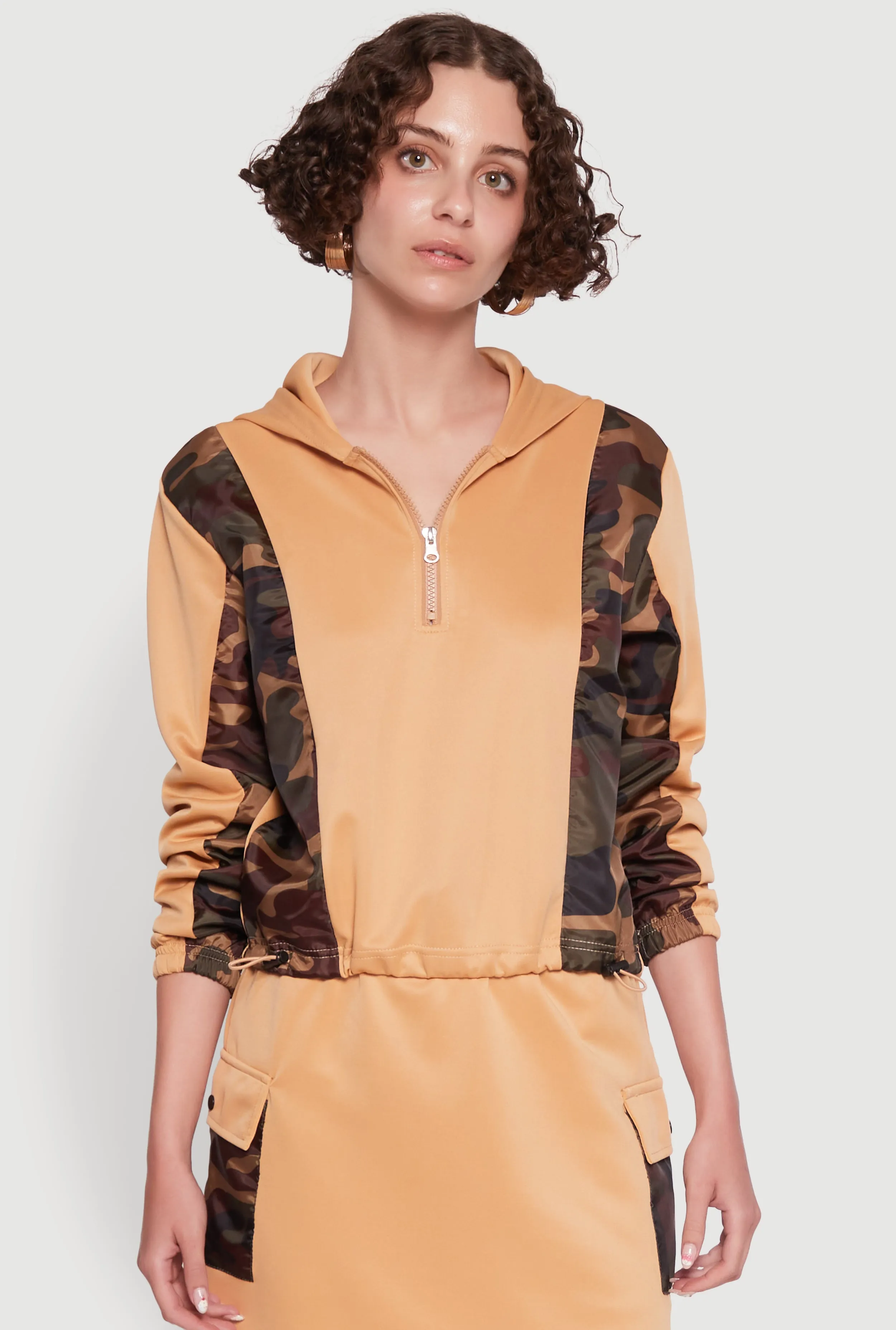 Color Block Quarter Zip Hoodie sold by Rainbow