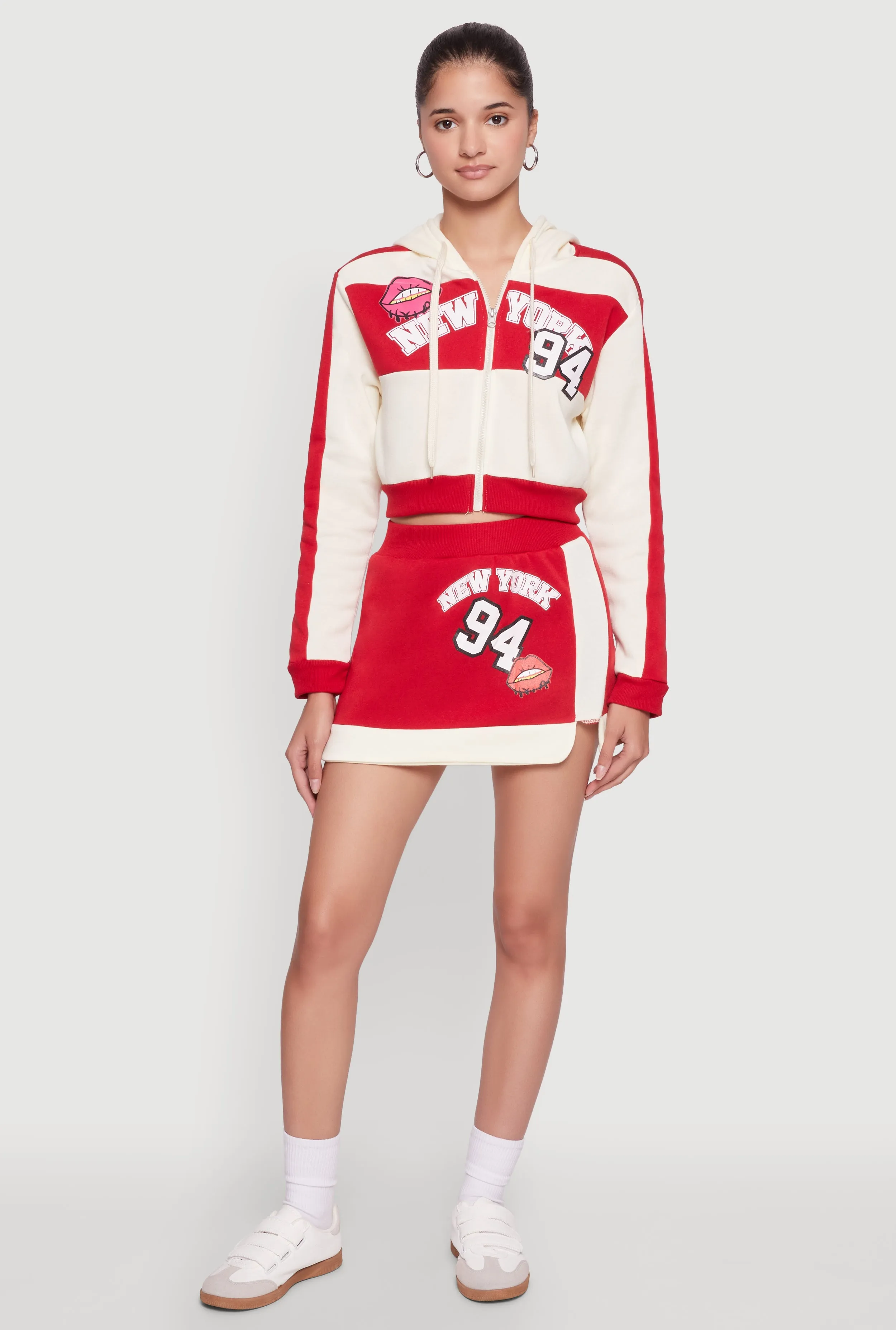 Trendy New York Graphic Cropped Hooded Sweatshirt sold by Rainbow product image thumbnail 2