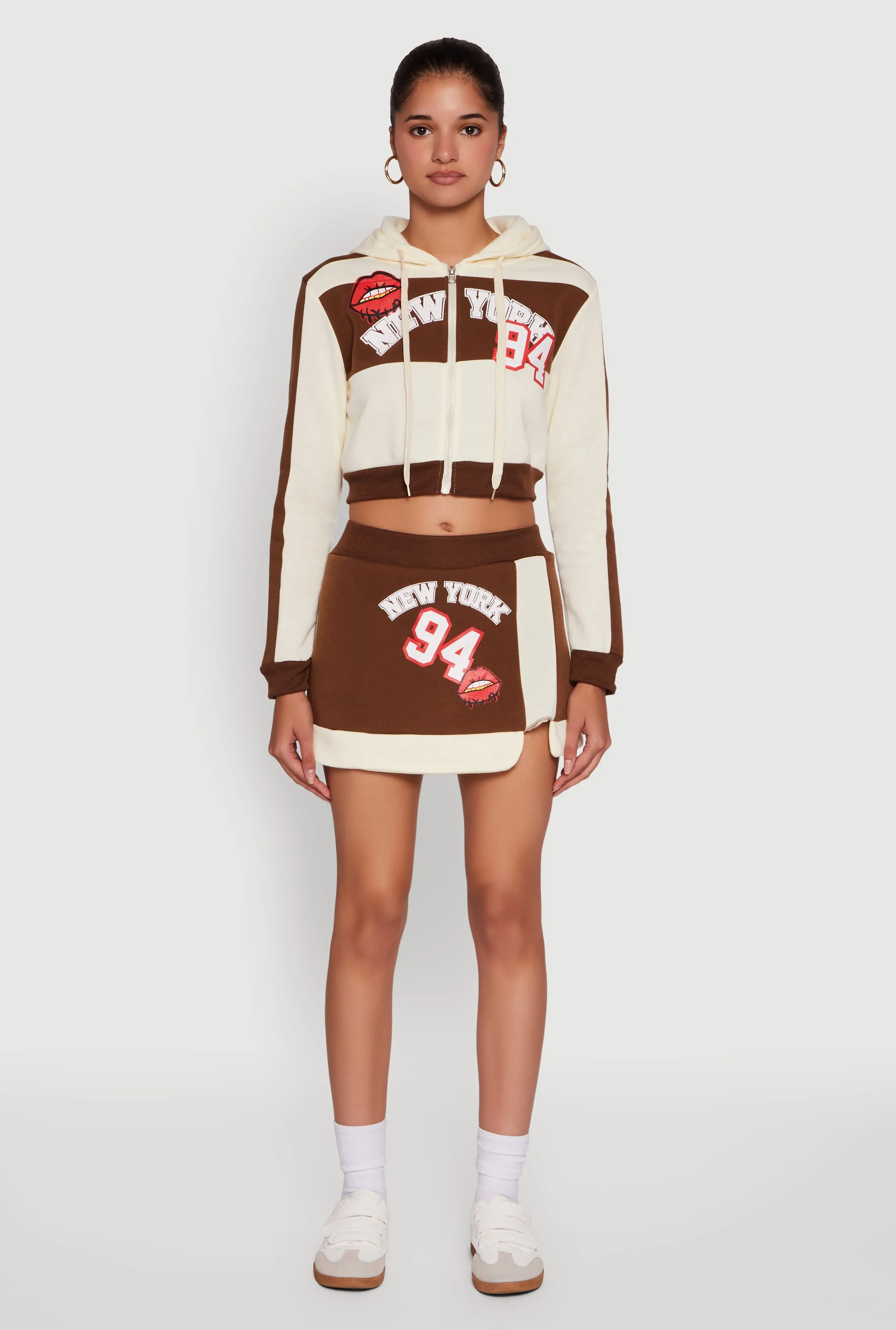 Trendy New York Graphic Cropped Hooded Sweatshirt sold by Rainbow product image thumbnail 2