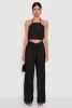 Stylish Plisse High Waisted Palazzo Pants with Twist Front Waist sold by Rainbow