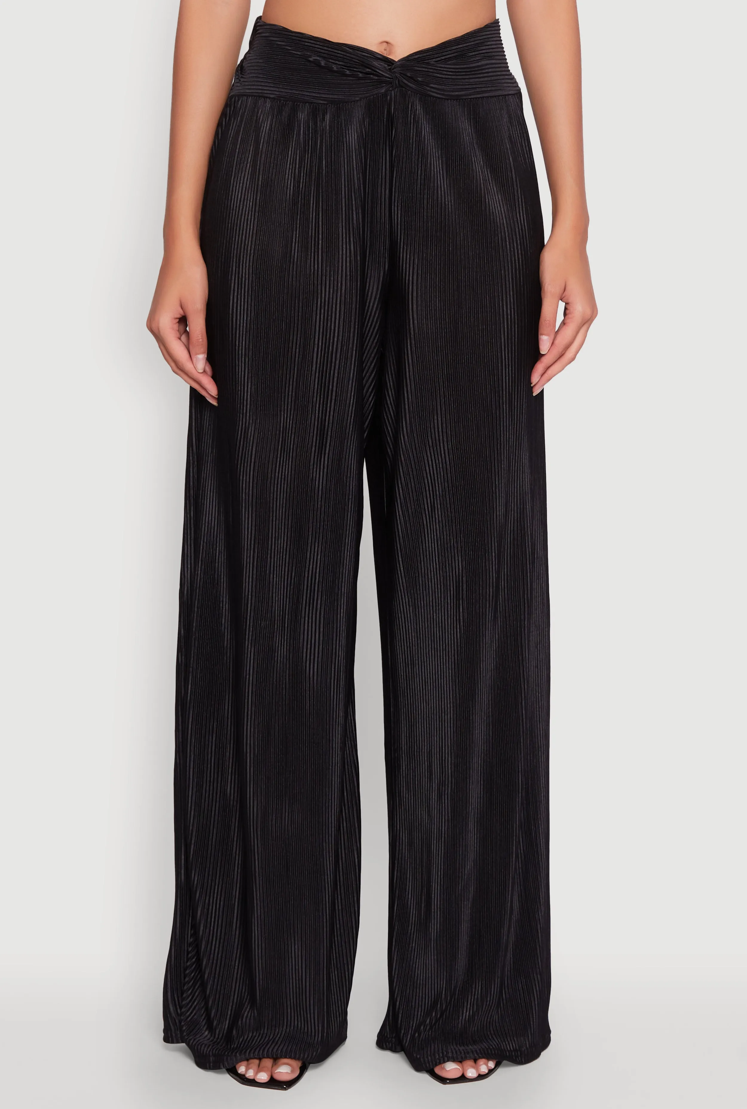 Stylish Plisse High Waisted Palazzo Pants with Twist Front Waist sold by Rainbow product image thumbnail 3