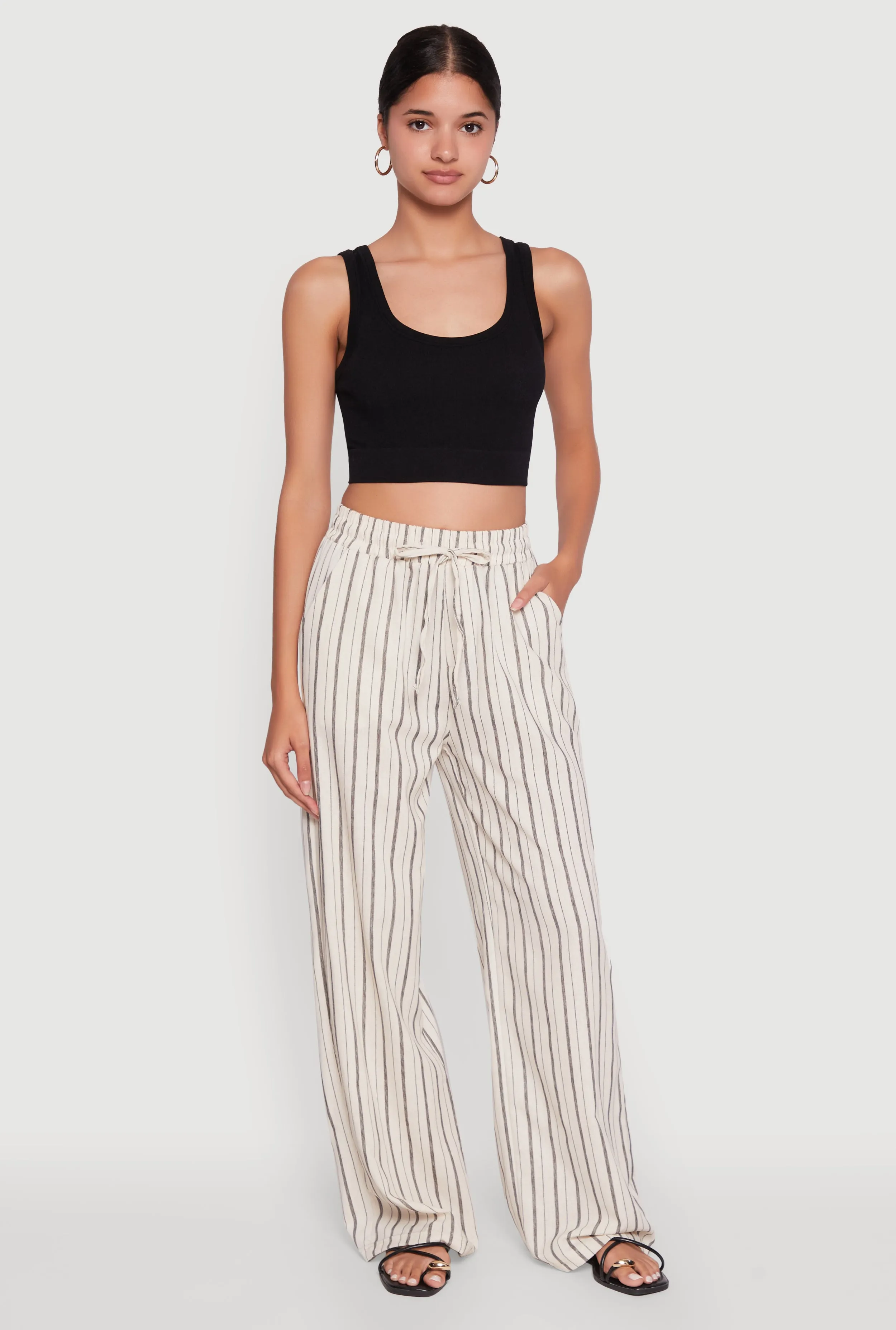 Striped High Waisted Palazzo Pants sold by Rainbow