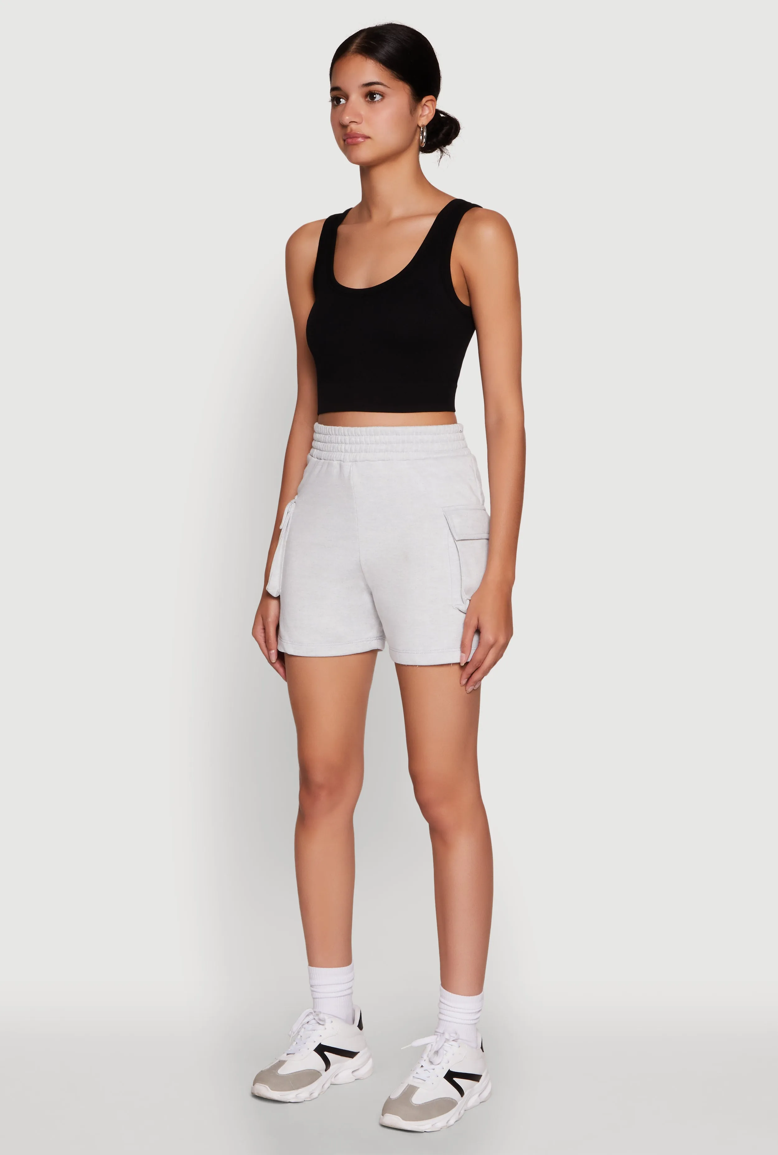 Trendy High Waisted Fleece Cargo Shorts sold by Rainbow product image thumbnail 3