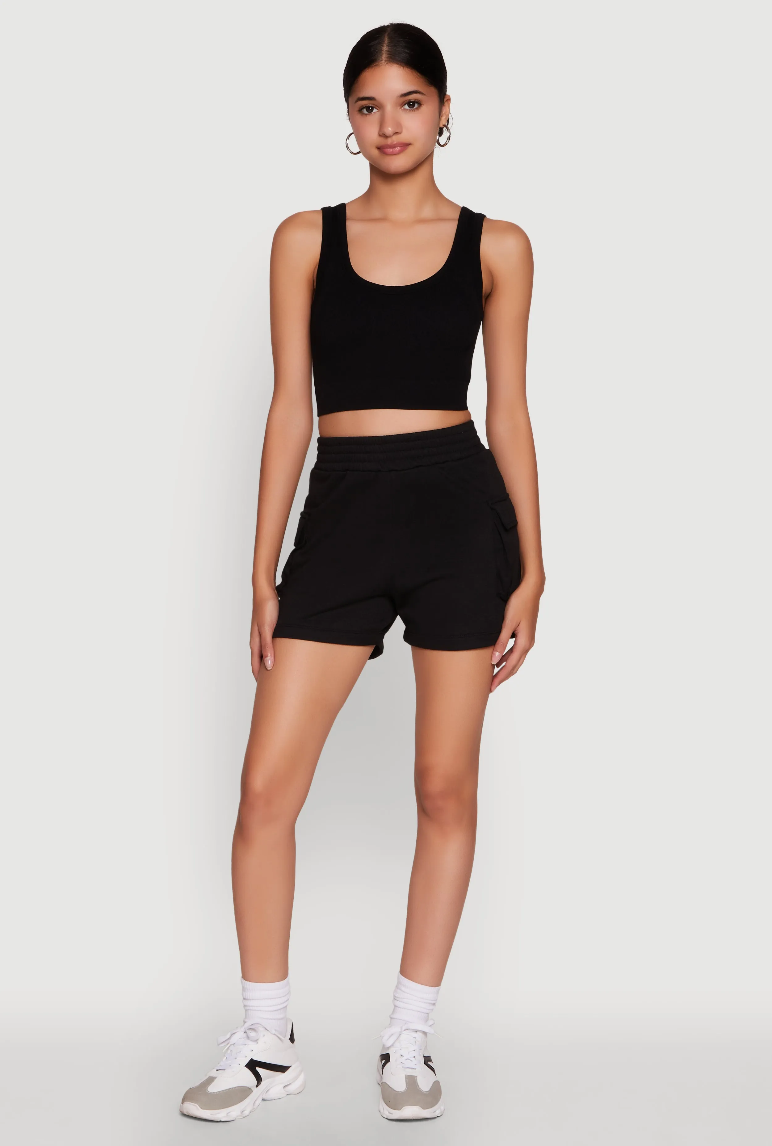 Trendy High Waisted Fleece Cargo Shorts sold by Rainbow