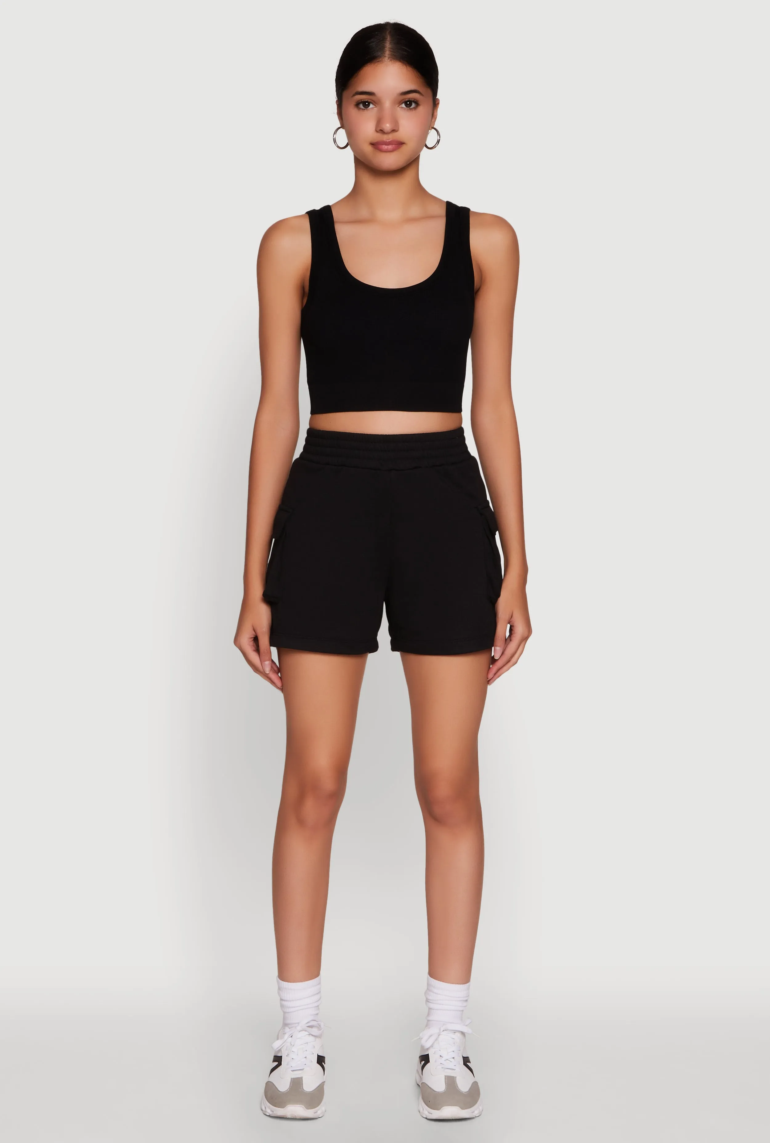 Trendy High Waisted Fleece Cargo Shorts sold by Rainbow product image thumbnail 2