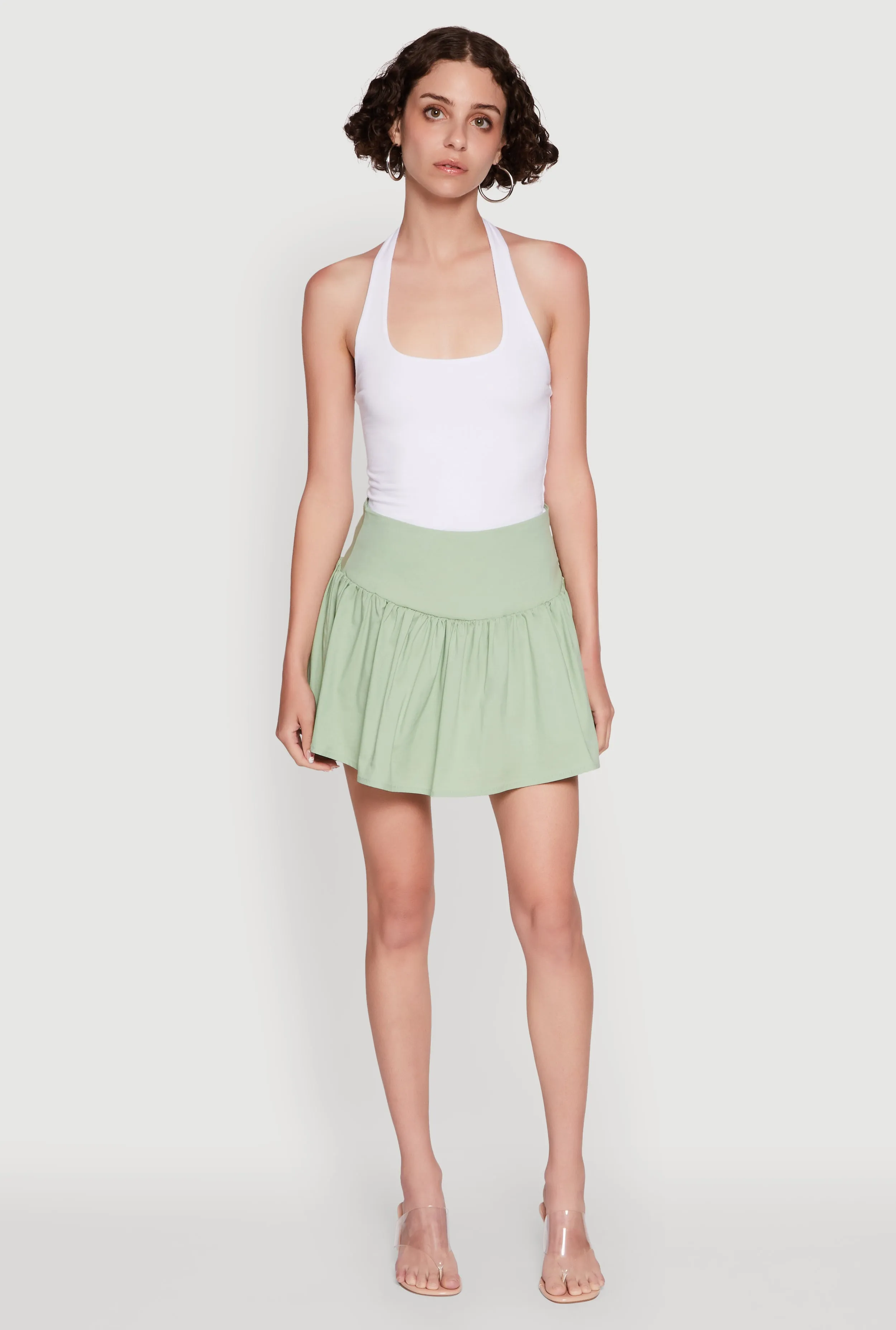 Trendy High Waisted Mini Skater Skirt sold by Rainbow