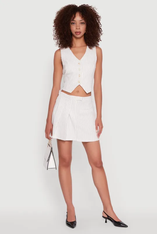 Pinstripe Pleated Mini Skirt sold by Rainbow