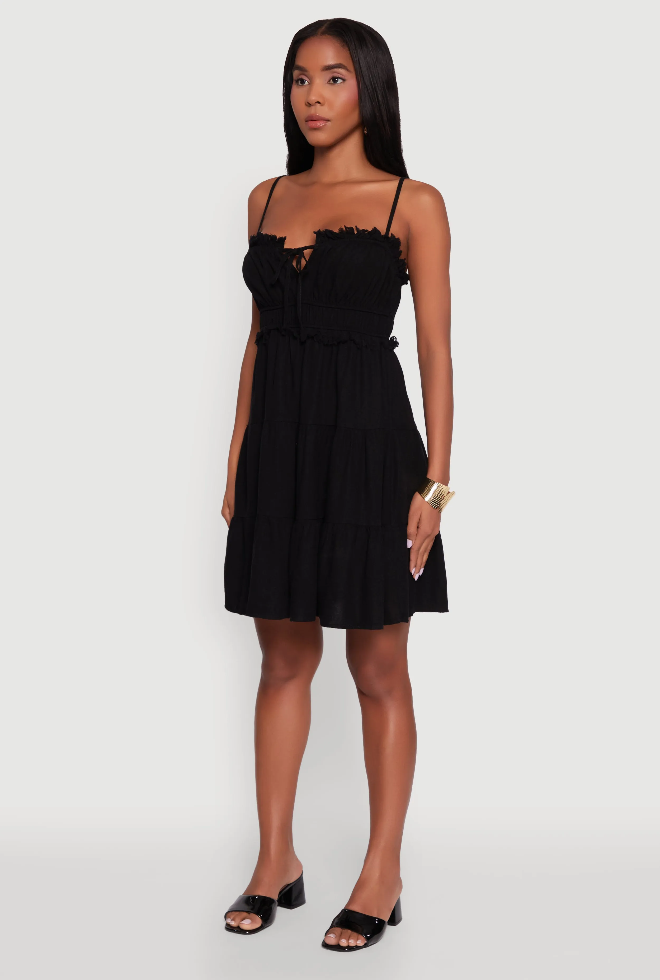 Haute Monde Linen Sleeveless Tiered Dress with Frayed Detail sold by Rainbow product image thumbnail 3