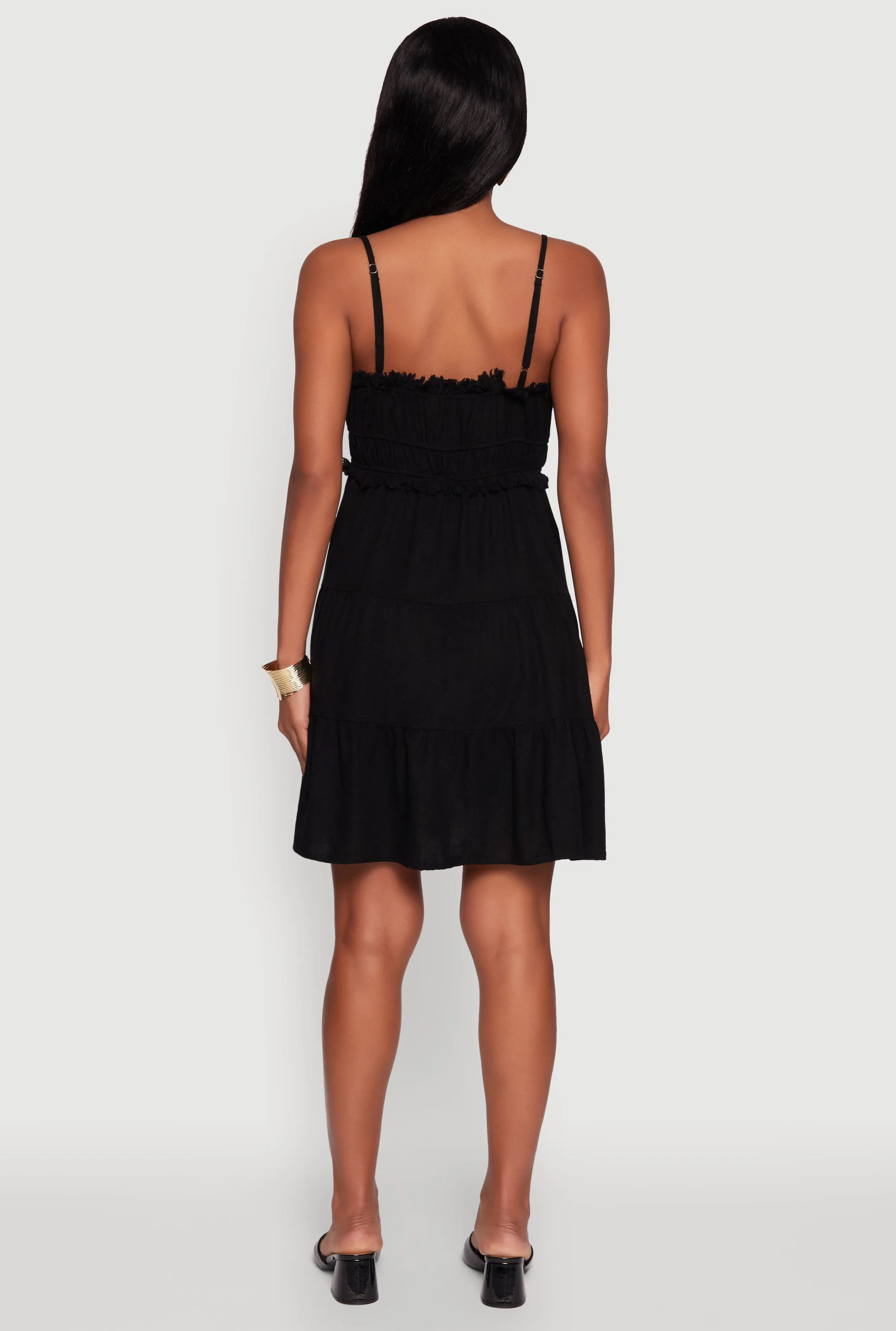 Haute Monde Linen Sleeveless Tiered Dress with Frayed Detail sold by Rainbow product image thumbnail 5