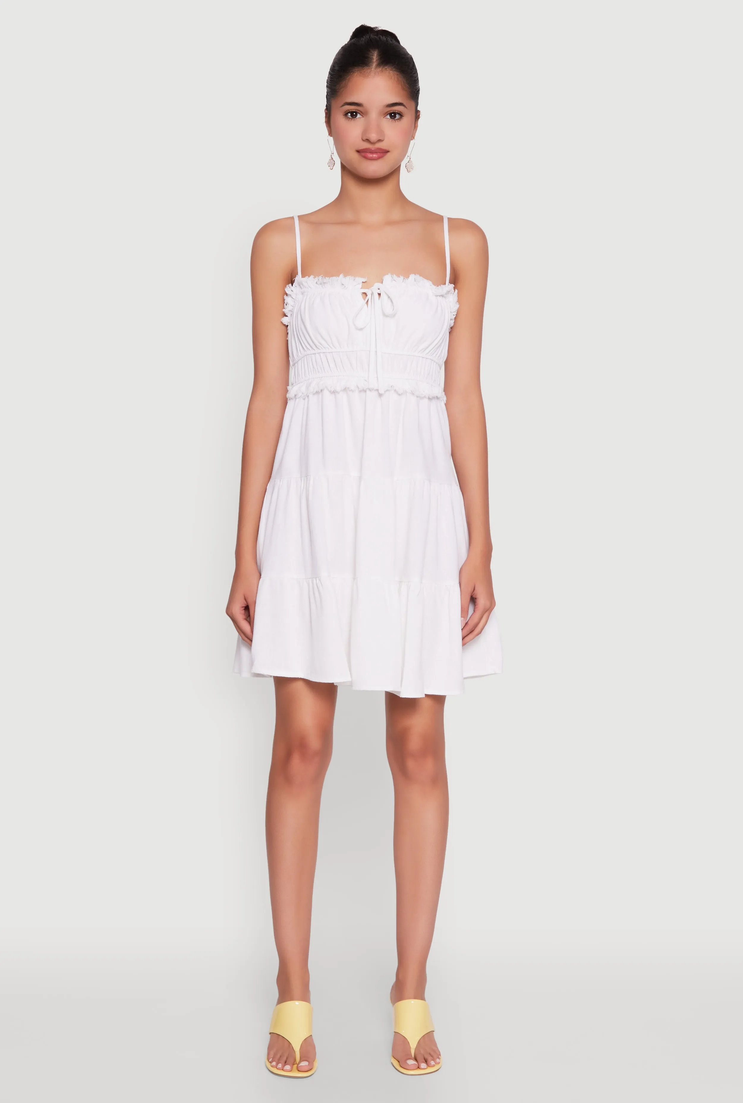 Haute Monde Linen Sleeveless Tiered Dress with Frayed Detail sold by Rainbow product image thumbnail 2