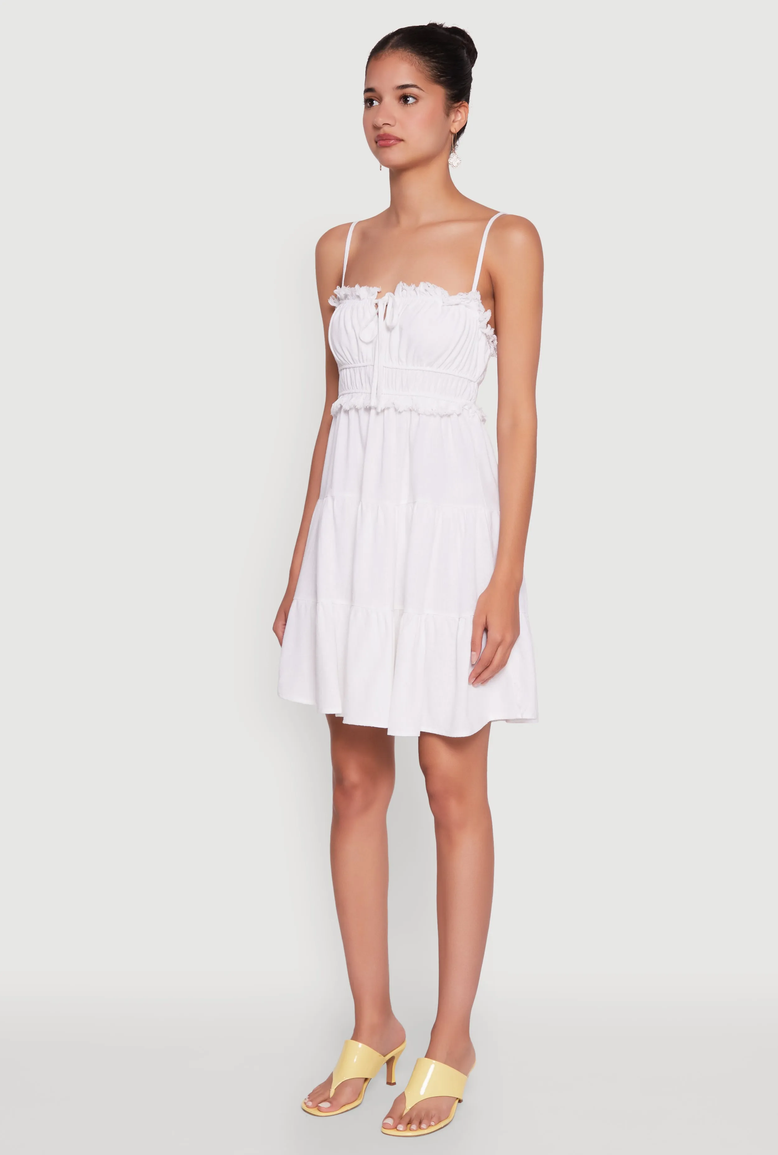 Haute Monde Linen Sleeveless Tiered Dress with Frayed Detail sold by Rainbow product image thumbnail 3