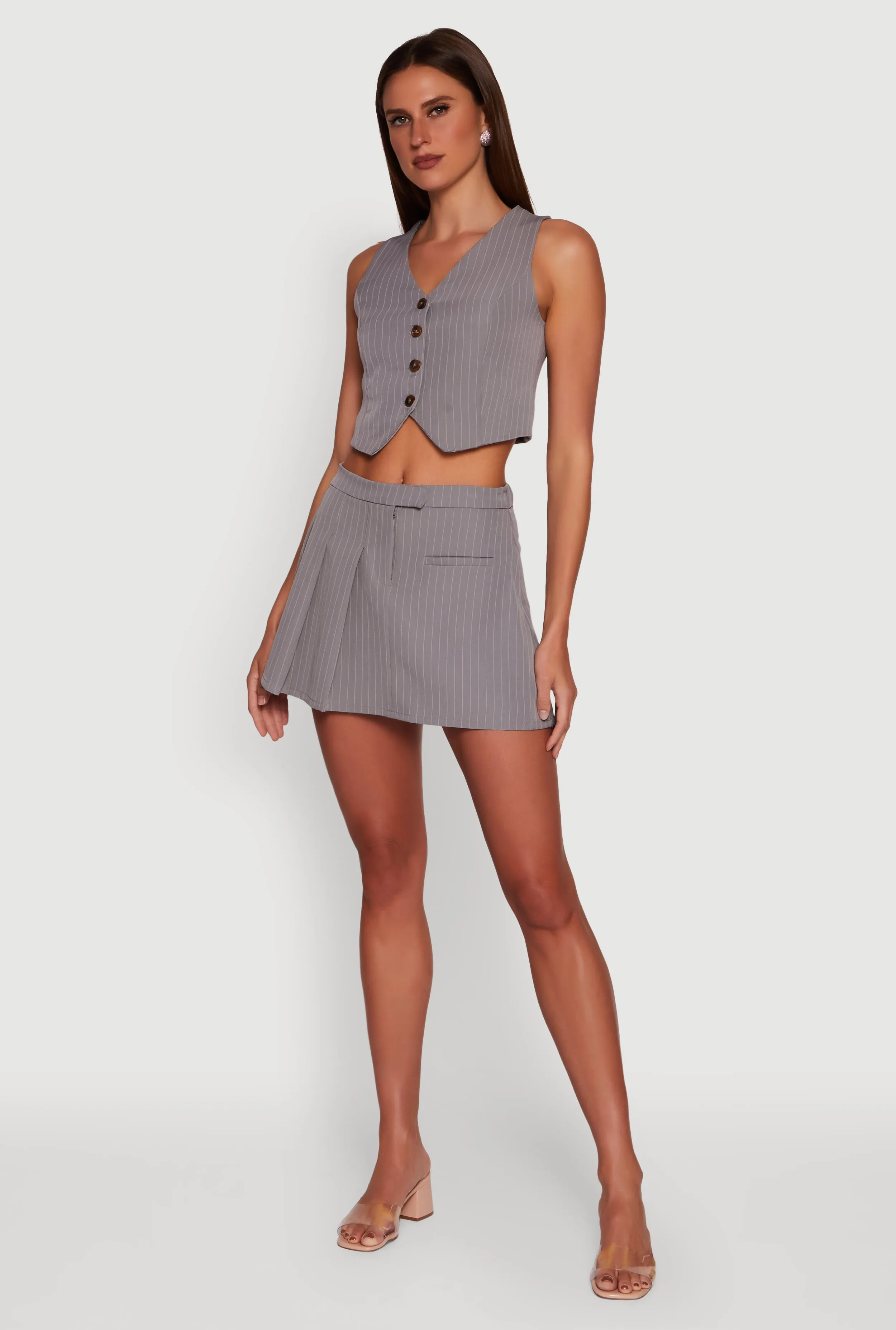 Pinstripe Pleated Mini Skirt sold by Rainbow product image thumbnail 2