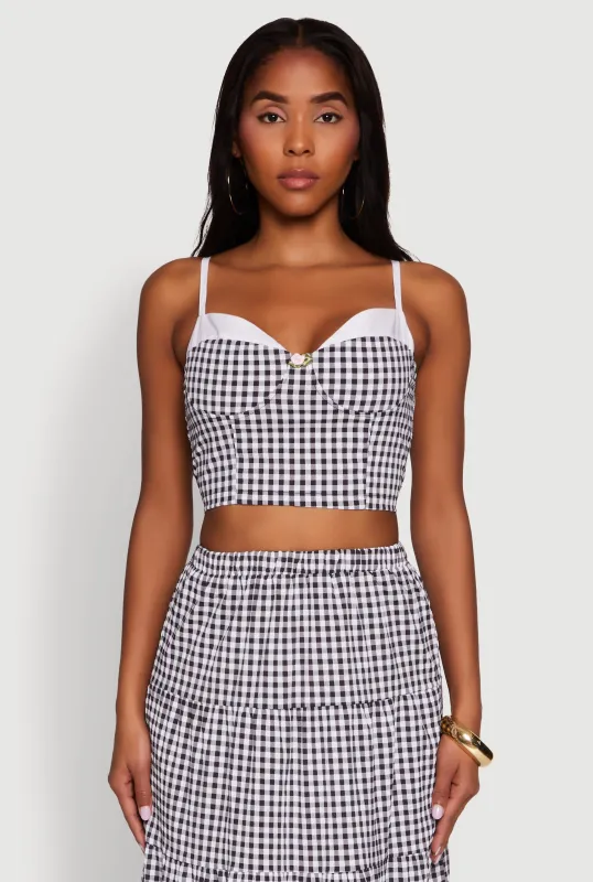 Gingham Smocked Back Bustier Top sold by Rainbow