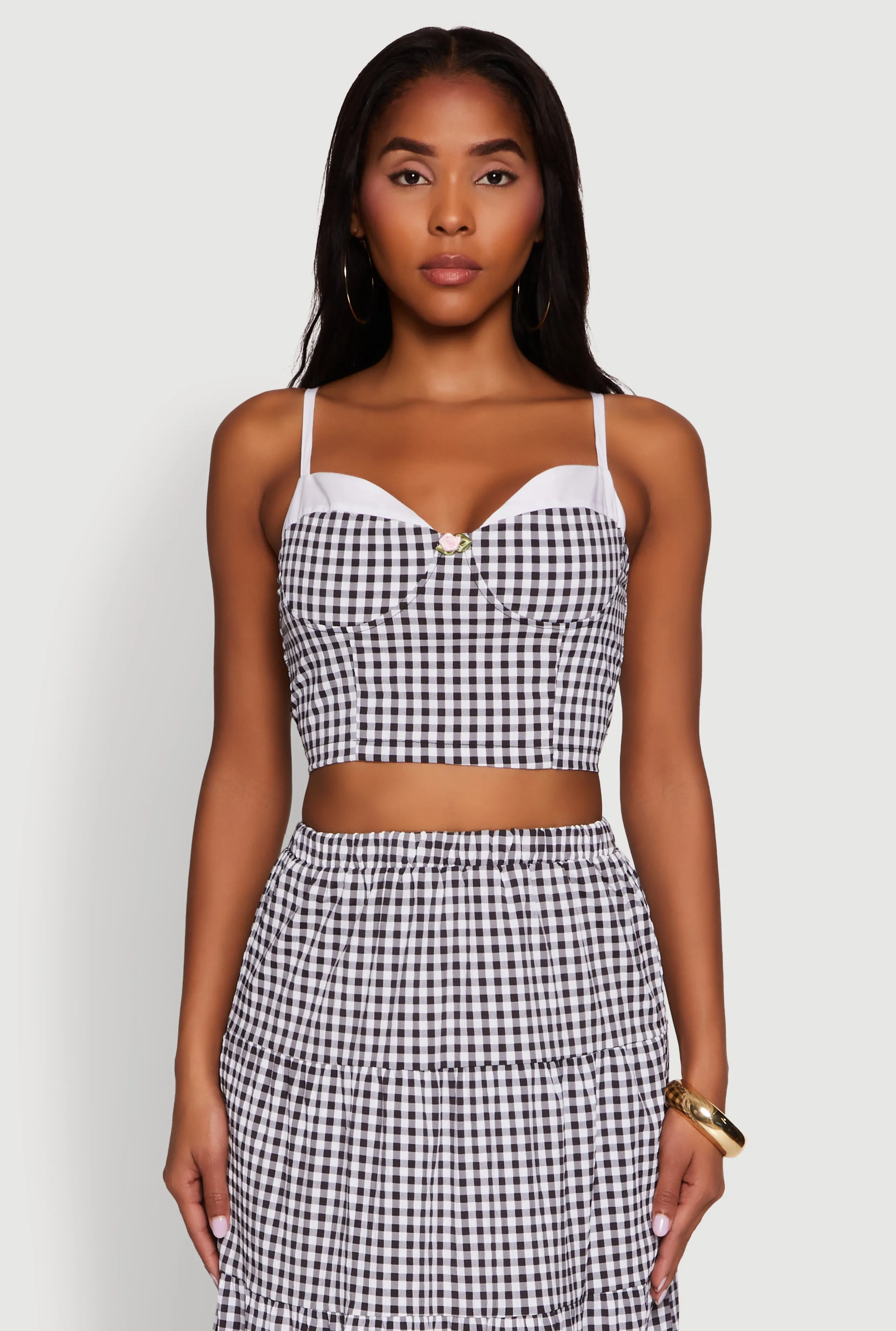 Gingham Smocked Back Bustier Top sold by Rainbow