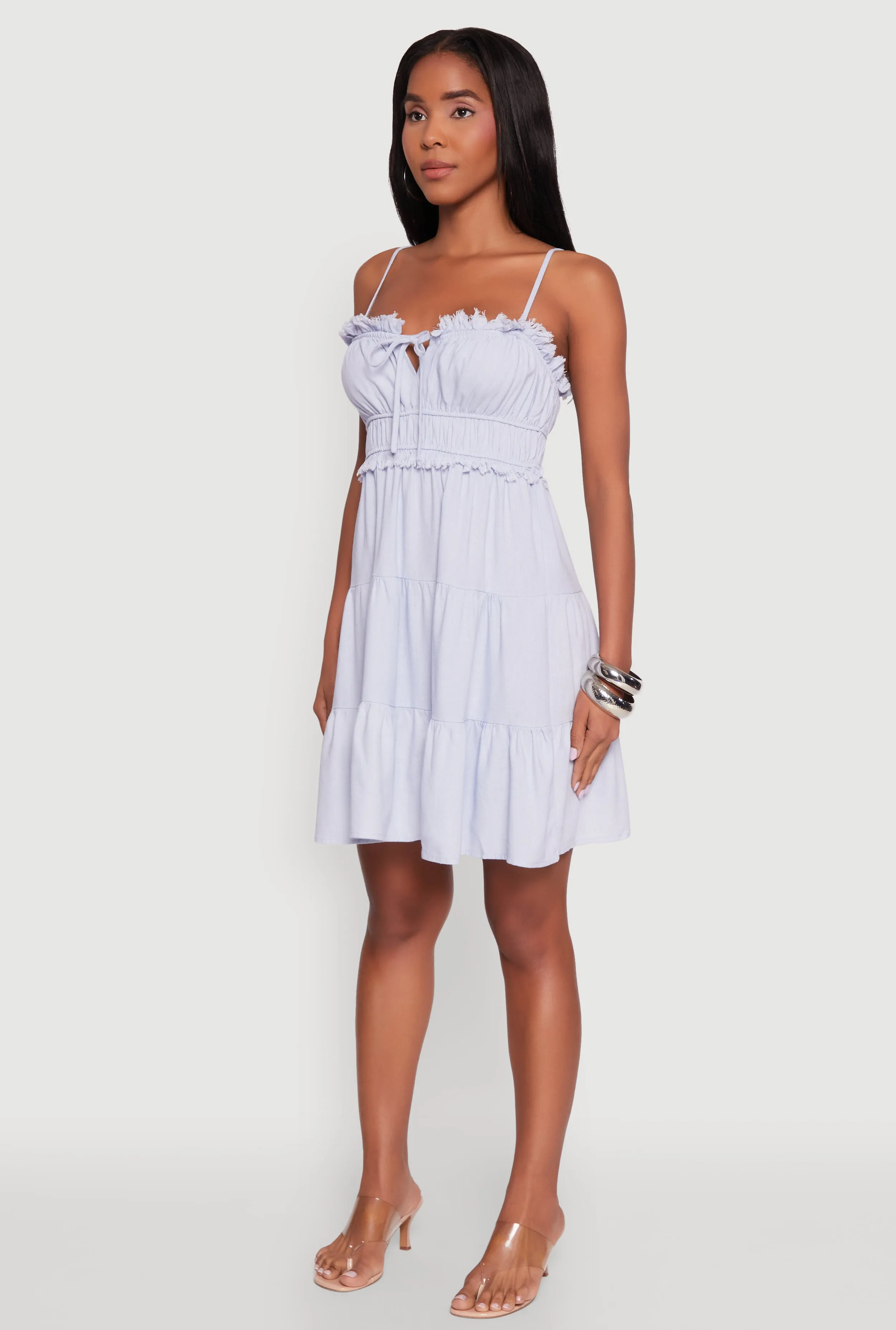 Haute Monde Linen Sleeveless Tiered Dress with Frayed Detail sold by Rainbow product image thumbnail 3