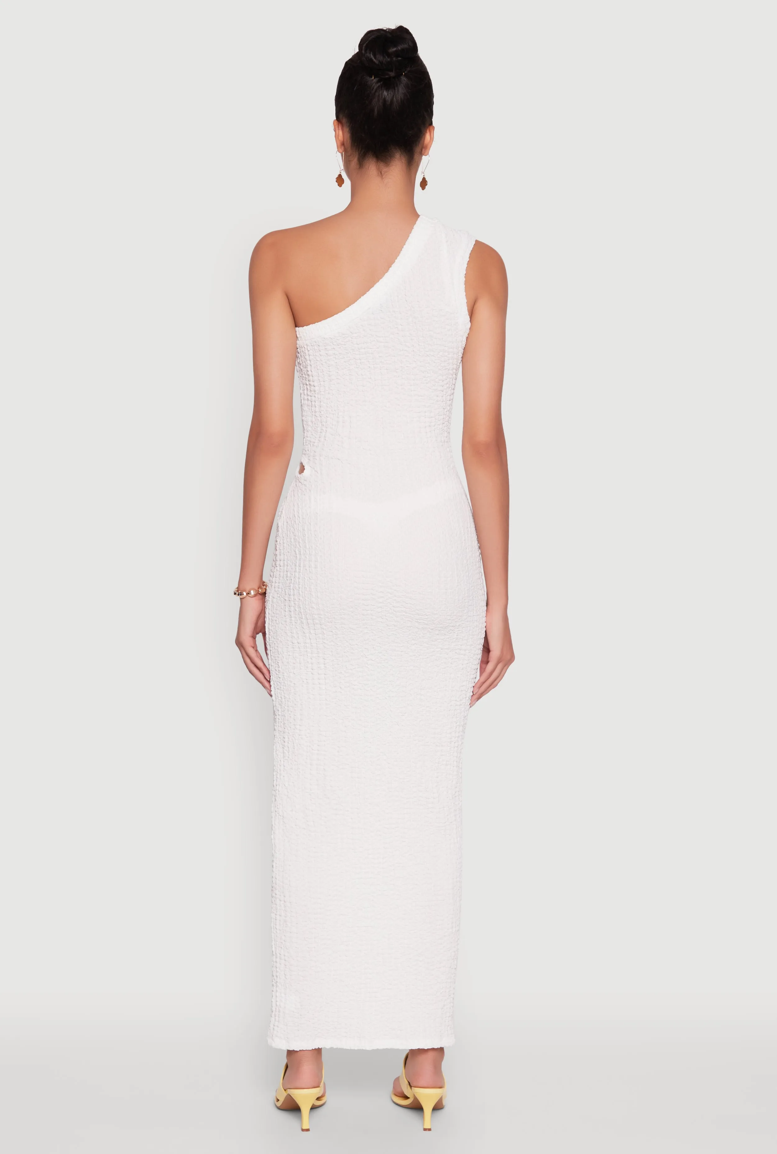Trendy One Shoulder Flower Cut Out Maxi Dress sold by Rainbow product image thumbnail 5