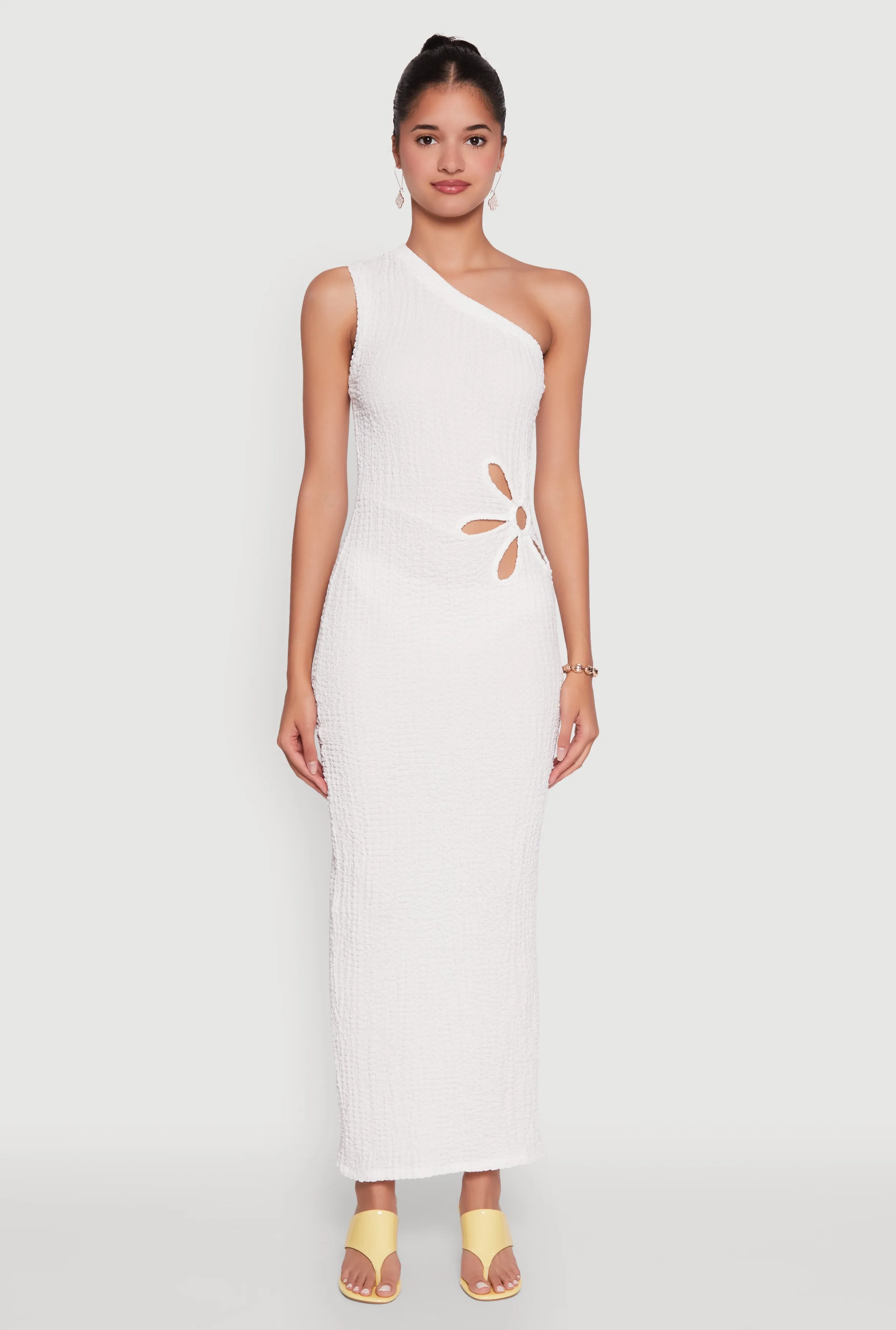 Trendy One Shoulder Flower Cut Out Maxi Dress sold by Rainbow product image thumbnail 2