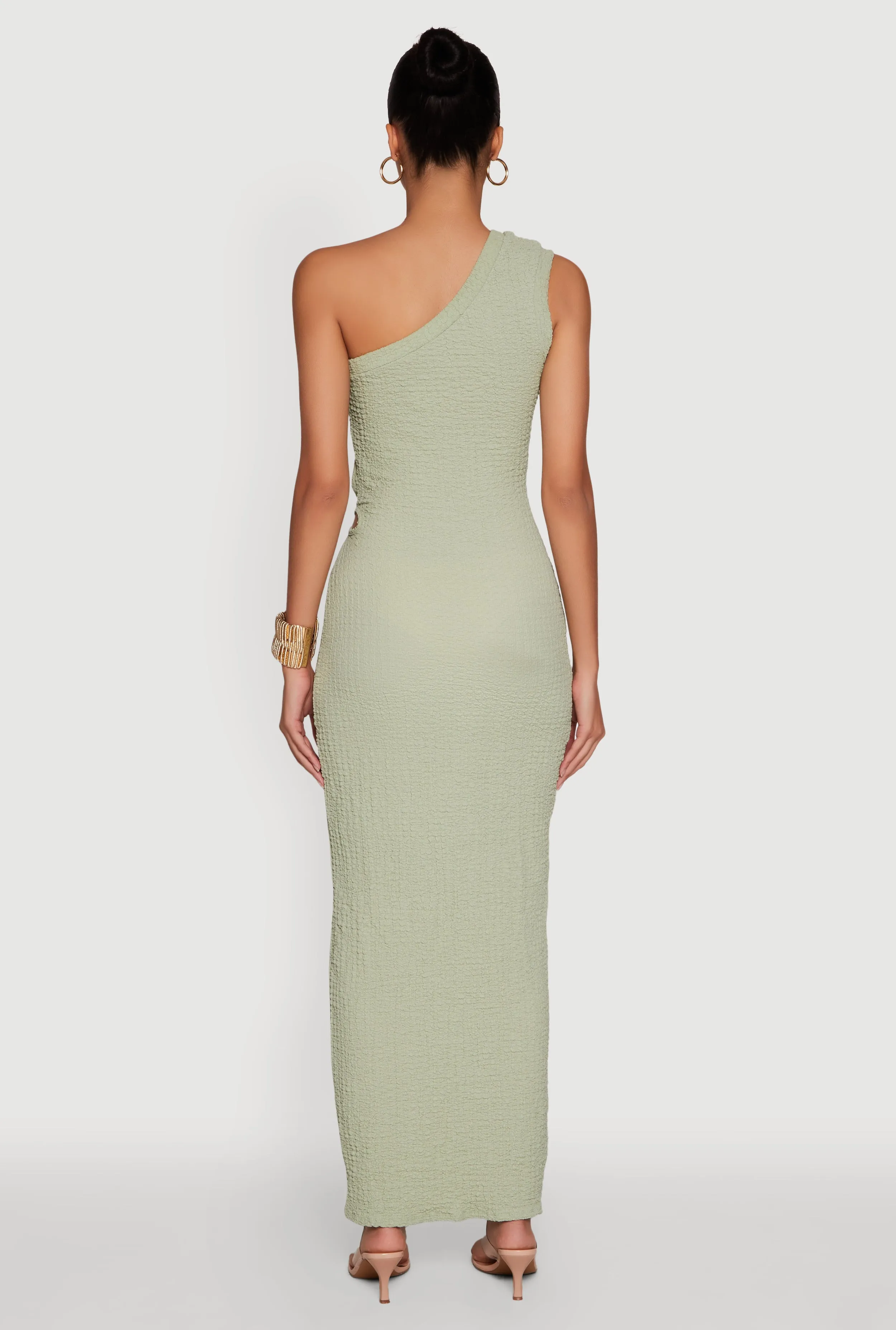 Trendy One Shoulder Flower Cut Out Maxi Dress sold by Rainbow product image thumbnail 5