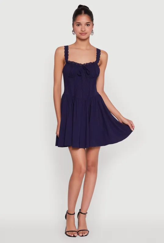 Iris Lace Trim Bustier Skater Dress sold by Rainbow