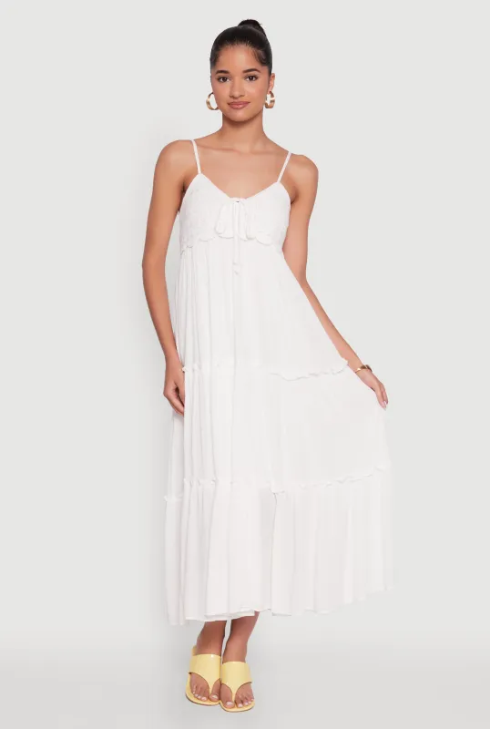 Haute Monde Crochet Detail Tiered Sundress sold by Rainbow