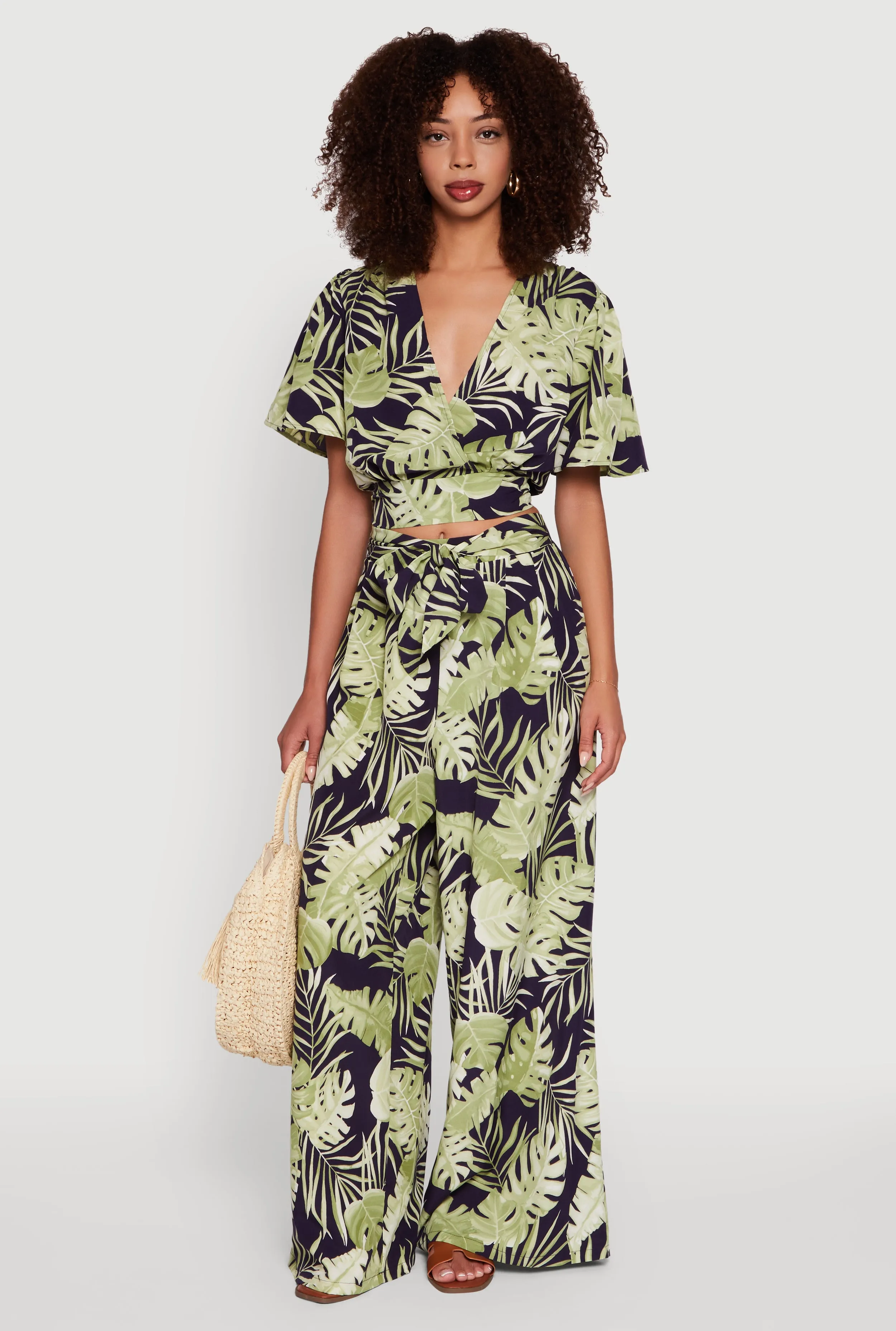 Iris Tropical Leaf Print Faux Wrap Top sold by Rainbow product image thumbnail 2