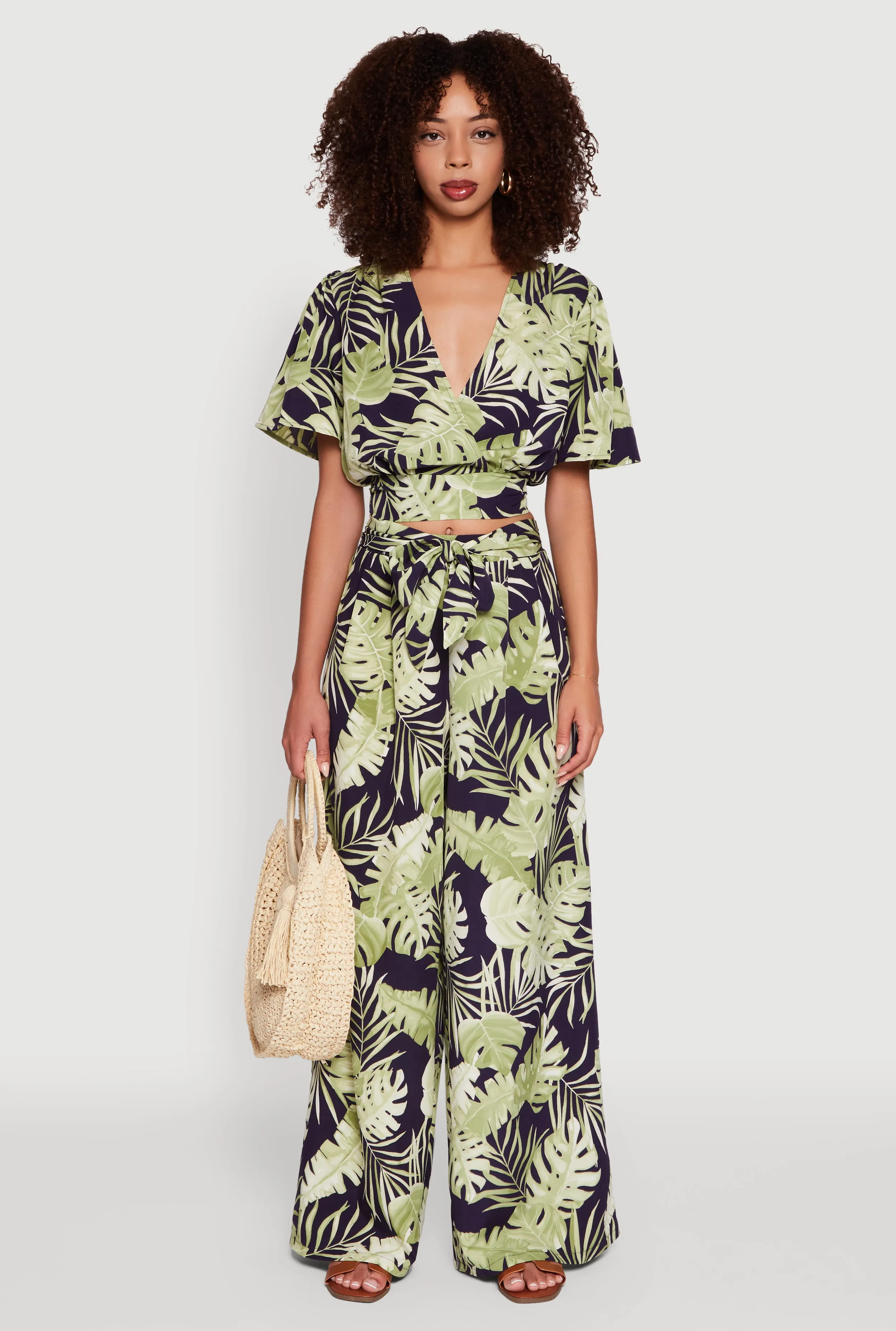 Iris Tropical Leaf Print Faux Wrap Top sold by Rainbow product image thumbnail 3