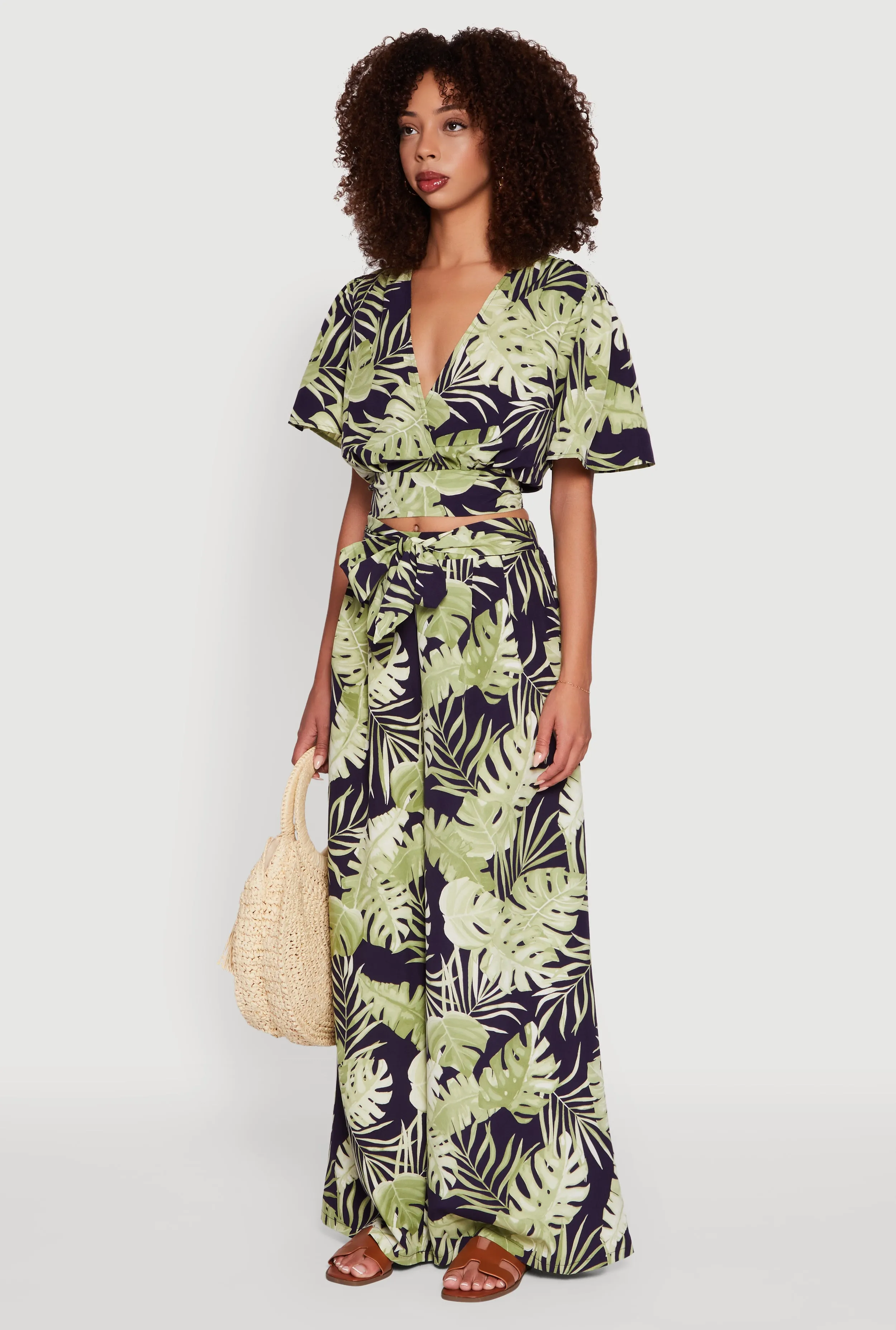 Iris Tropical Leaf Print Faux Wrap Top sold by Rainbow product image thumbnail 5