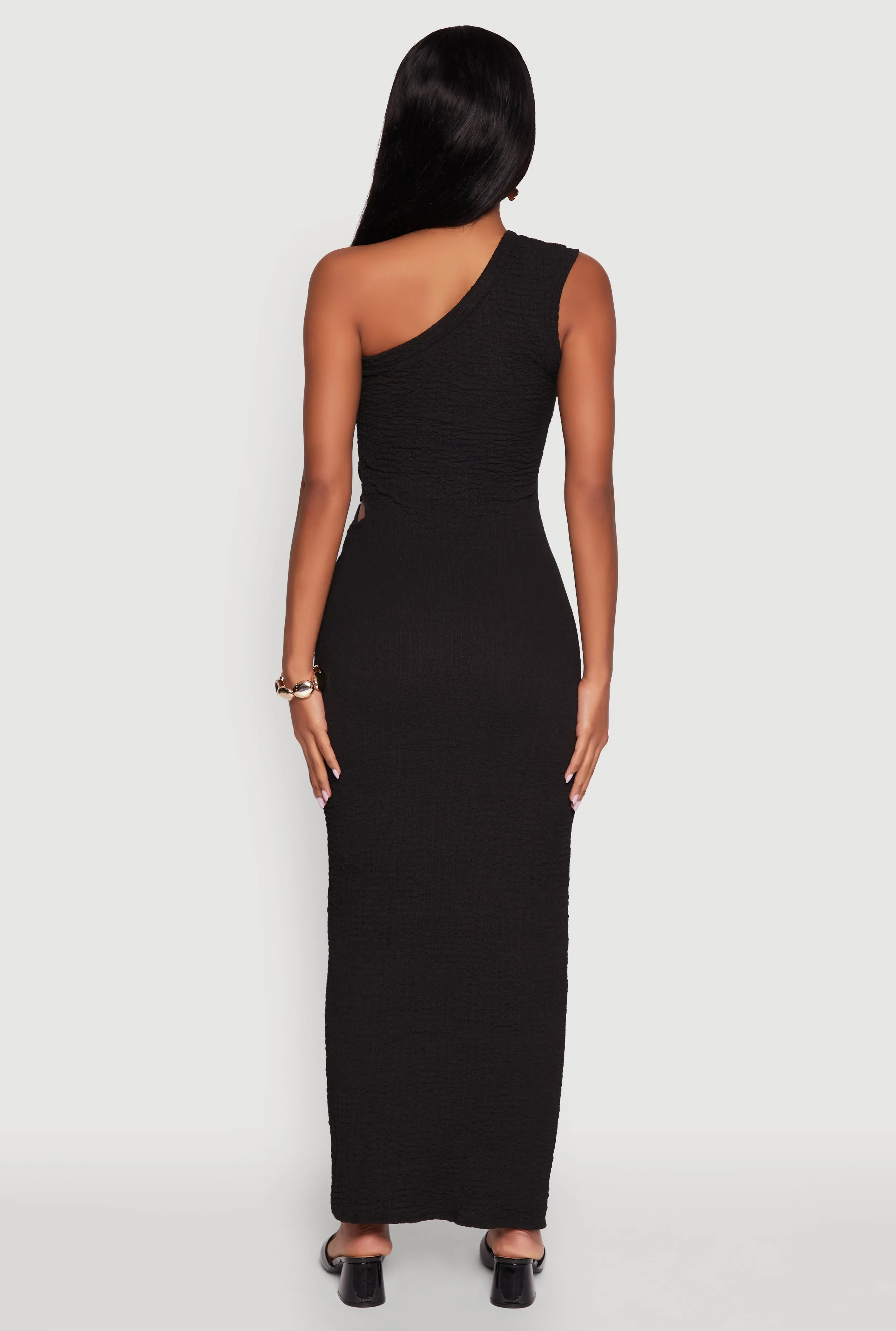 Trendy One Shoulder Flower Cut Out Maxi Dress sold by Rainbow product image thumbnail 5