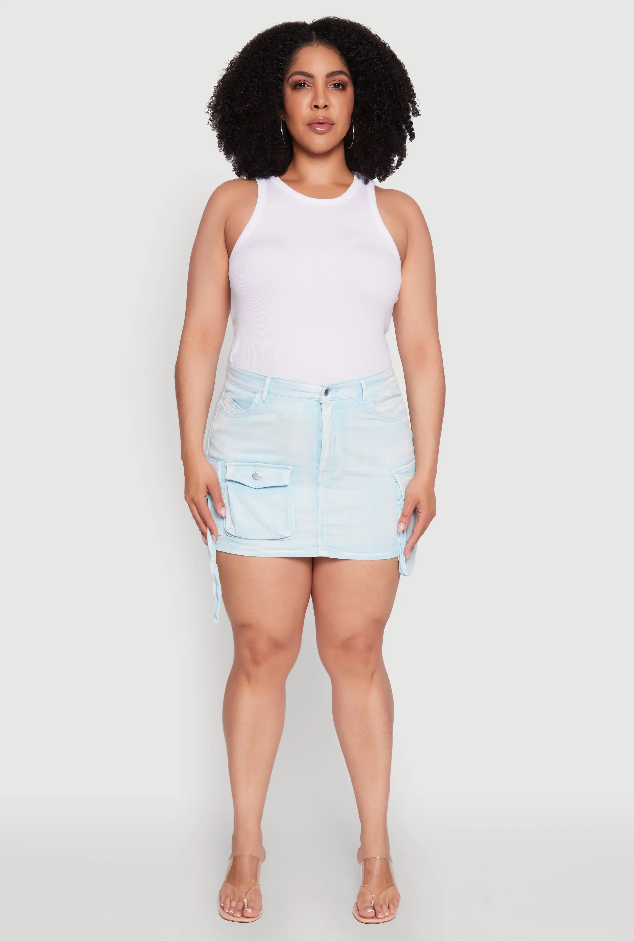 Plus Size Daisy Acid Wash Denim Cargo Skirt sold by Rainbow product image thumbnail 2