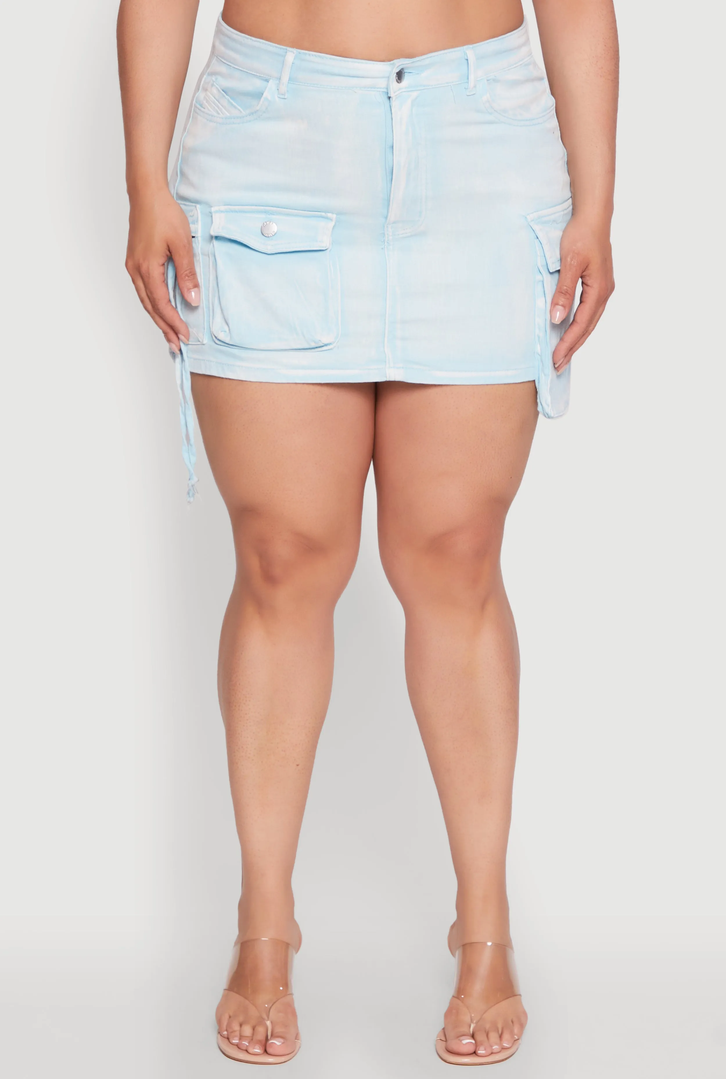 Plus Size Daisy Acid Wash Denim Cargo Skirt sold by Rainbow product image thumbnail 5