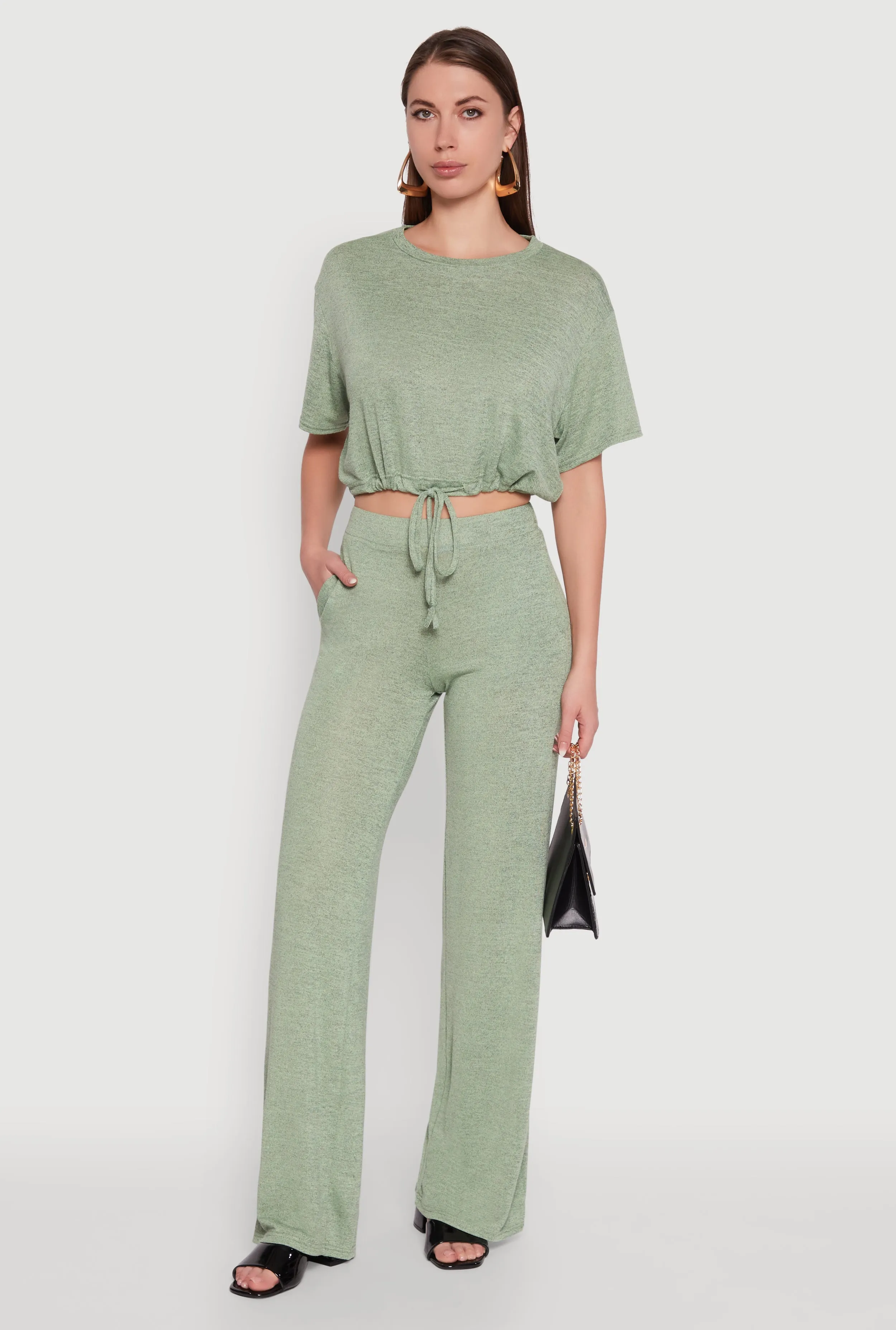 Daisy Drawstring Hem Crew Neck Cropped Tee sold by Rainbow product image thumbnail 2