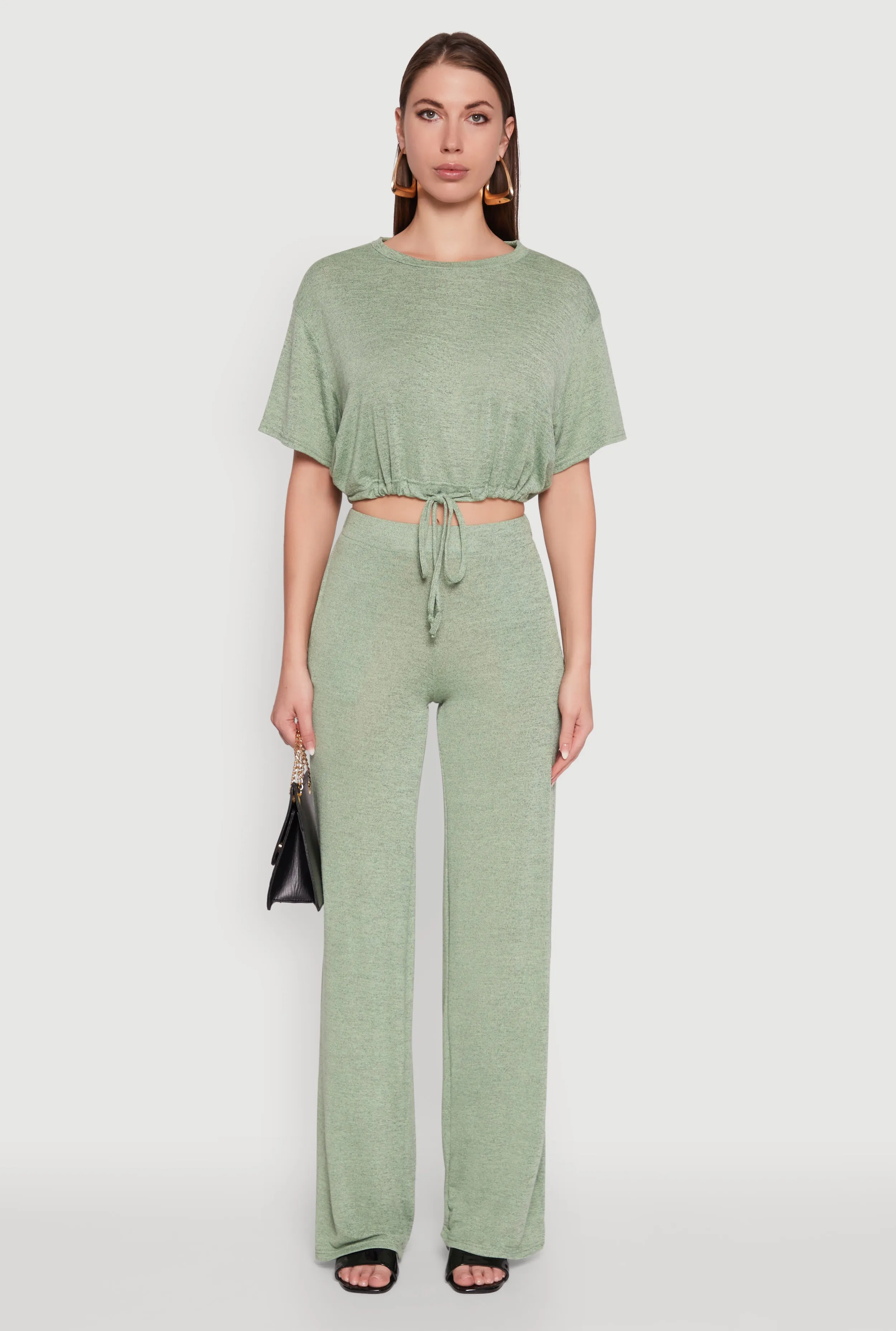 Daisy Drawstring Hem Crew Neck Cropped Tee sold by Rainbow product image thumbnail 3