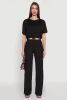 Daisy Drawstring Hem Crew Neck Cropped Tee sold by Rainbow