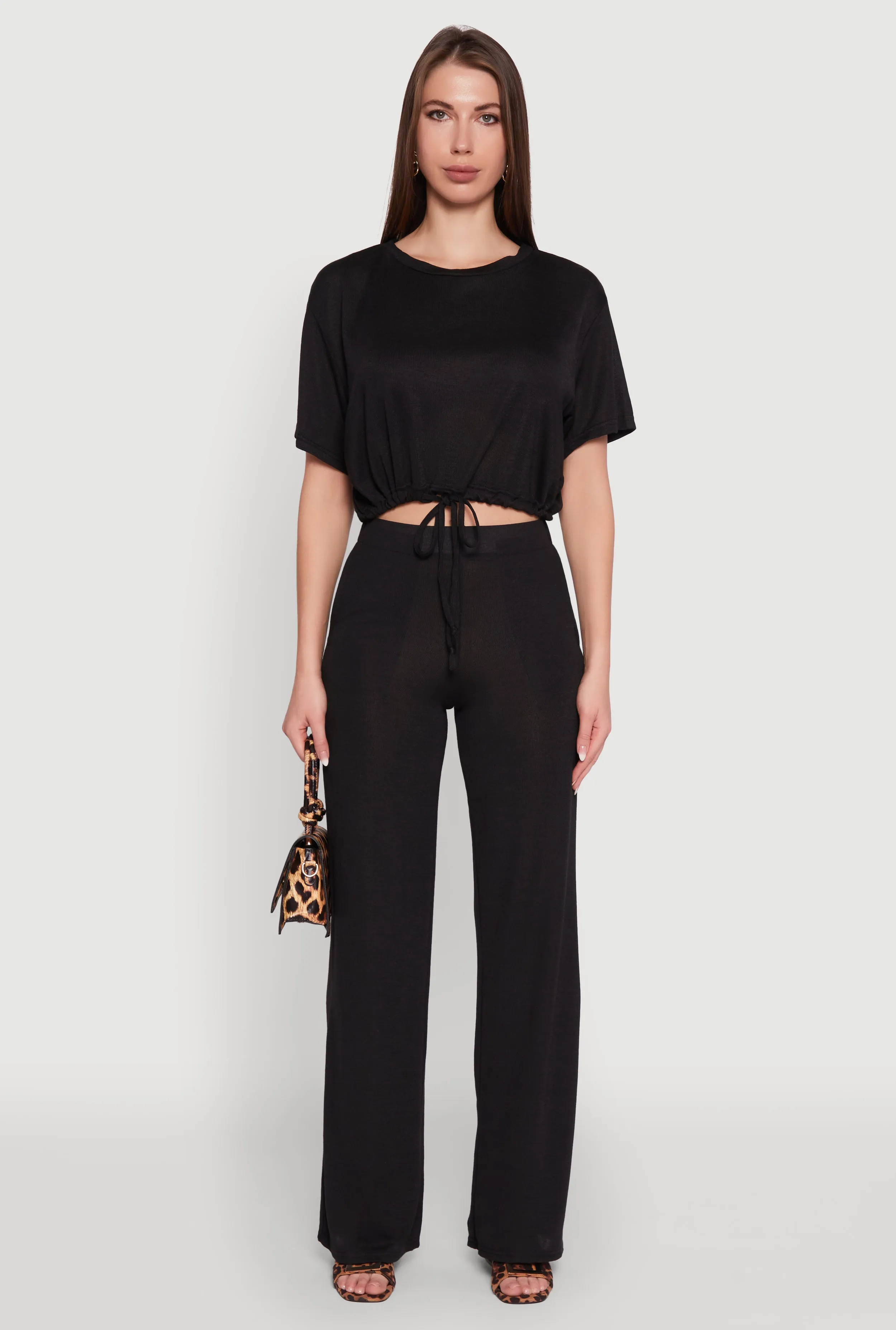 Daisy Drawstring Hem Crew Neck Cropped Tee sold by Rainbow product image thumbnail 3