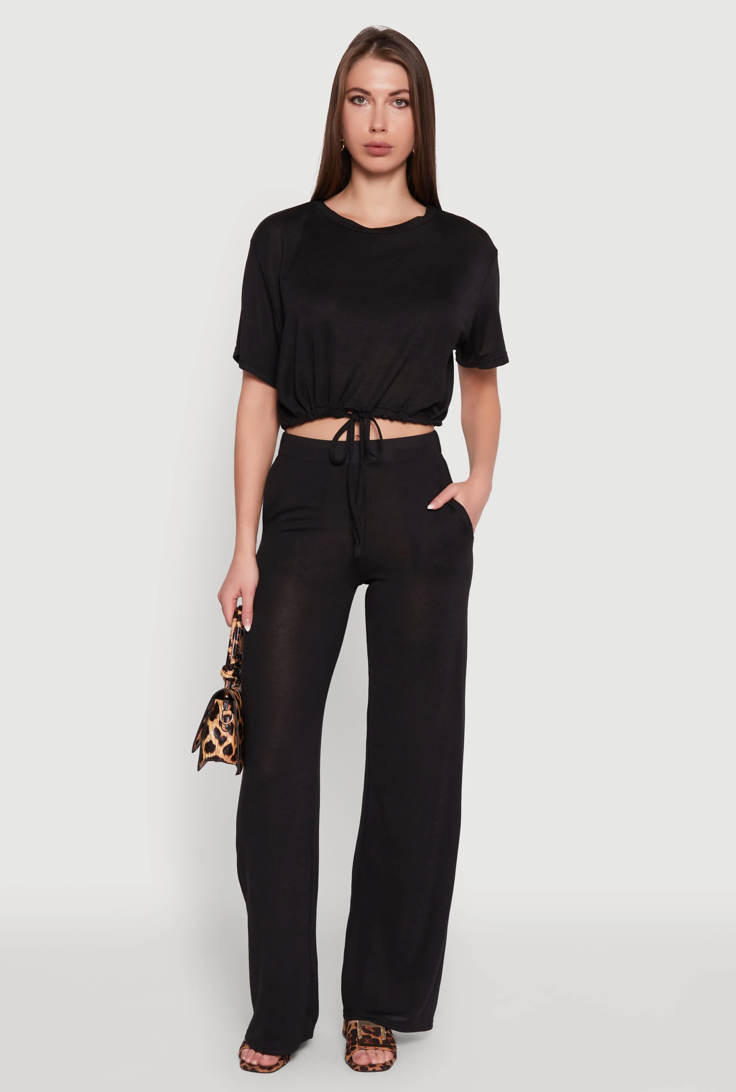 Daisy Drawstring Hem Crew Neck Cropped Tee sold by Rainbow product image thumbnail 2