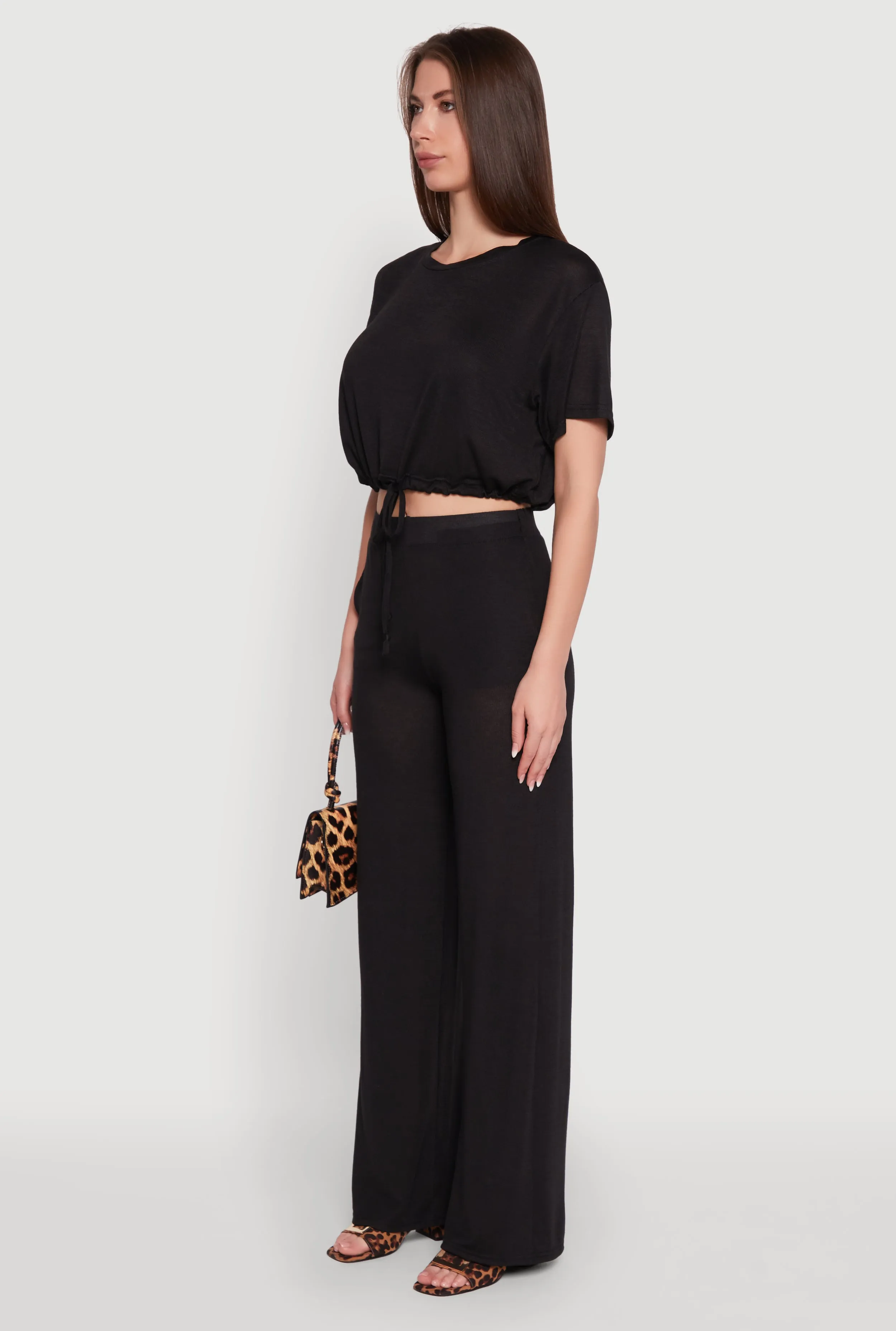 Daisy Drawstring Hem Crew Neck Cropped Tee sold by Rainbow product image thumbnail 5