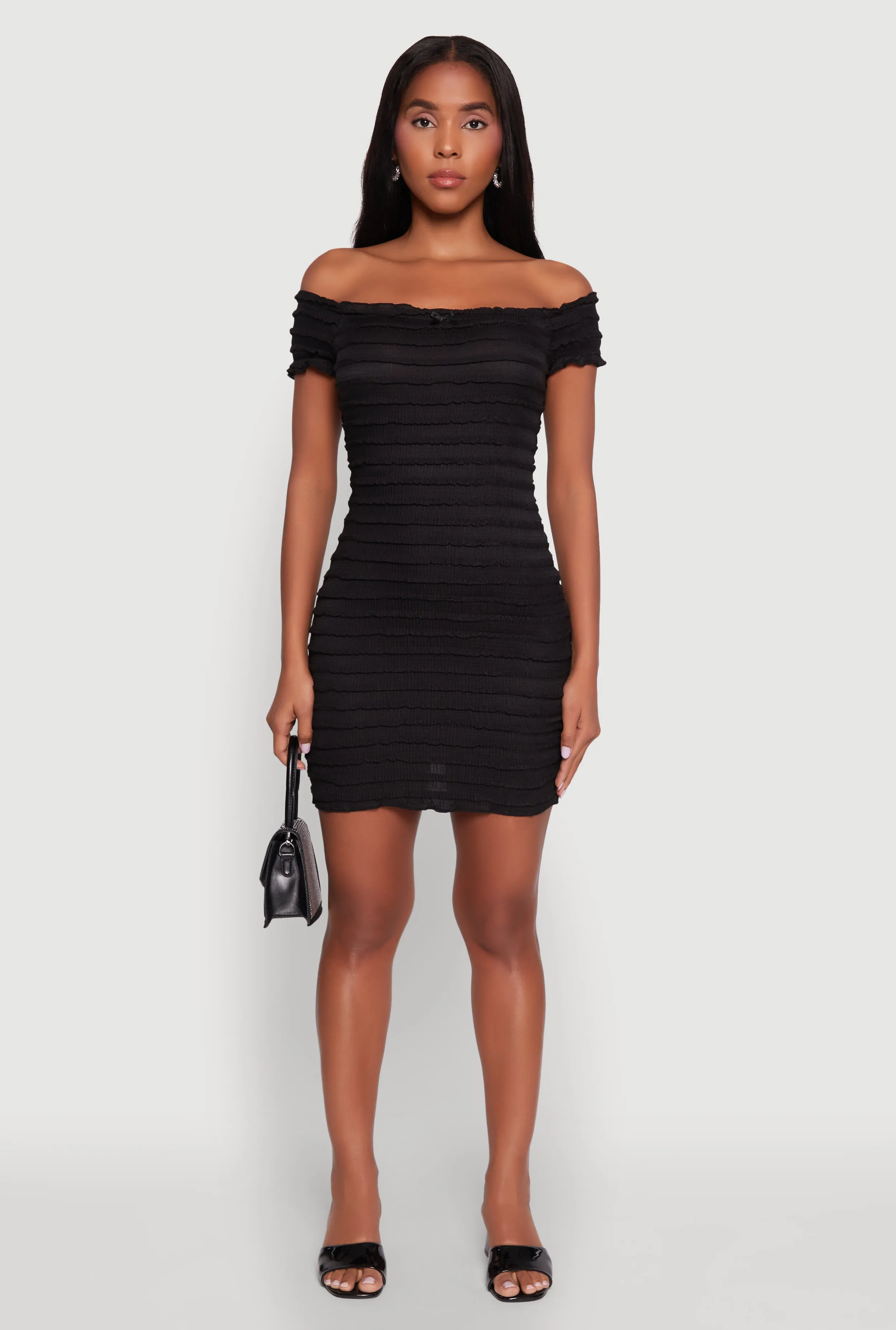 Textured Knit Bow Detail Off The Shoulder Dress sold by Rainbow product image thumbnail 2