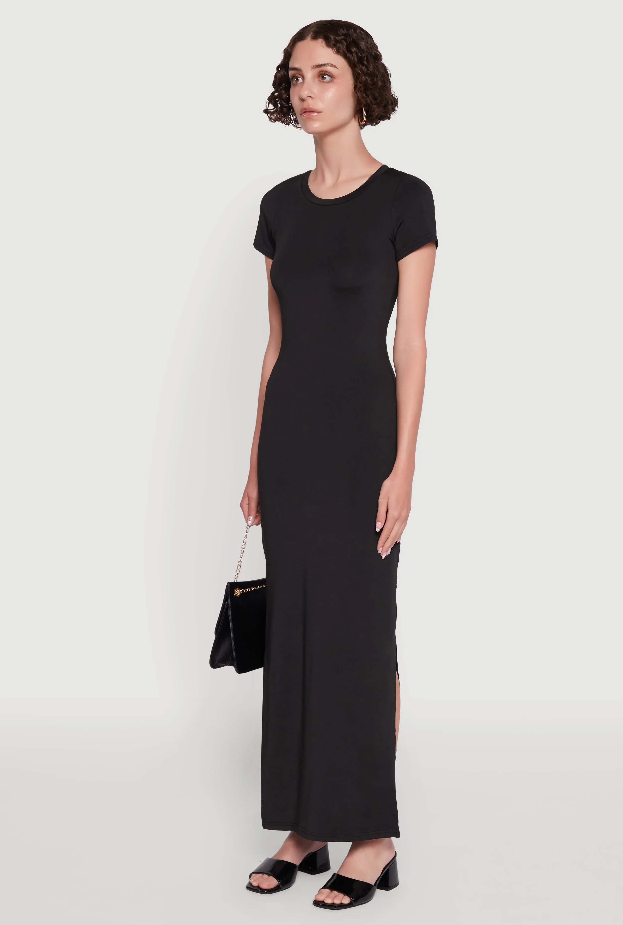 Daisy Crew Neck Side Slit T Shirt Dress sold by Rainbow product image thumbnail 3