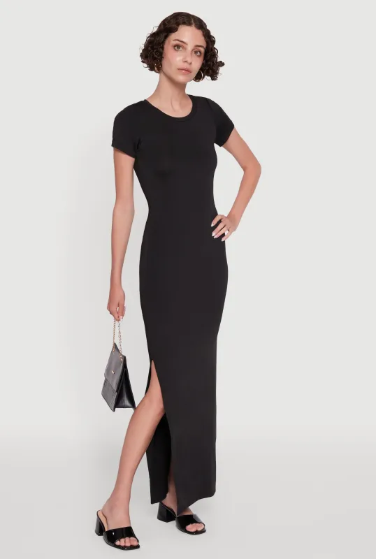 Daisy Crew Neck Side Slit T Shirt Dress sold by Rainbow