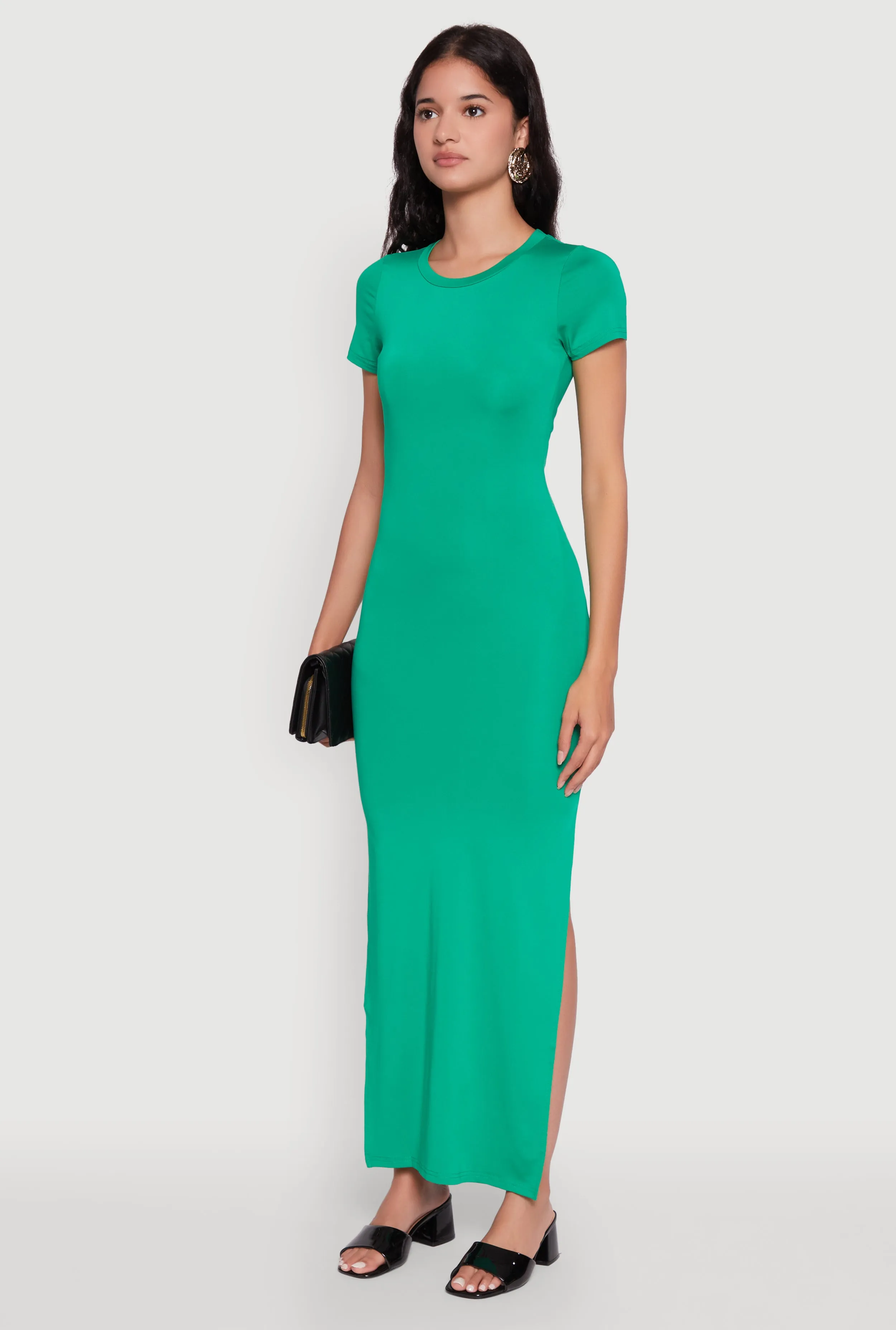 Daisy Crew Neck Side Slit T Shirt Dress sold by Rainbow product image thumbnail 3