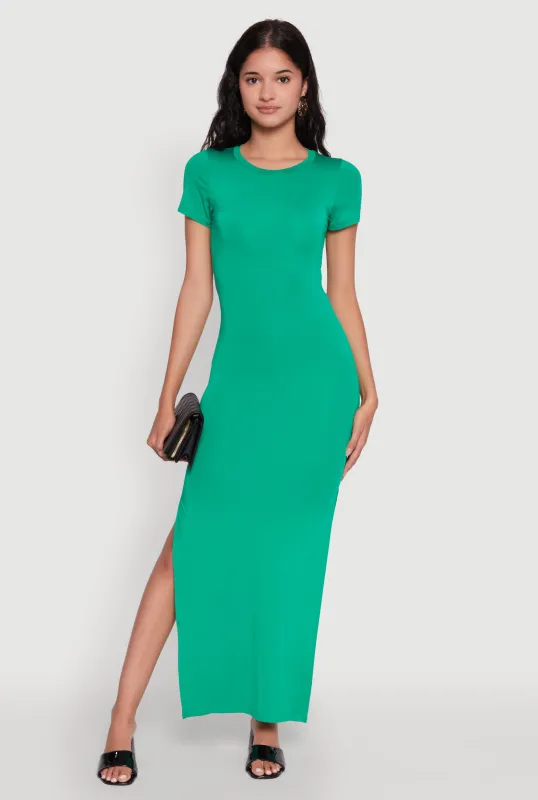 Daisy Crew Neck Side Slit T Shirt Dress sold by Rainbow