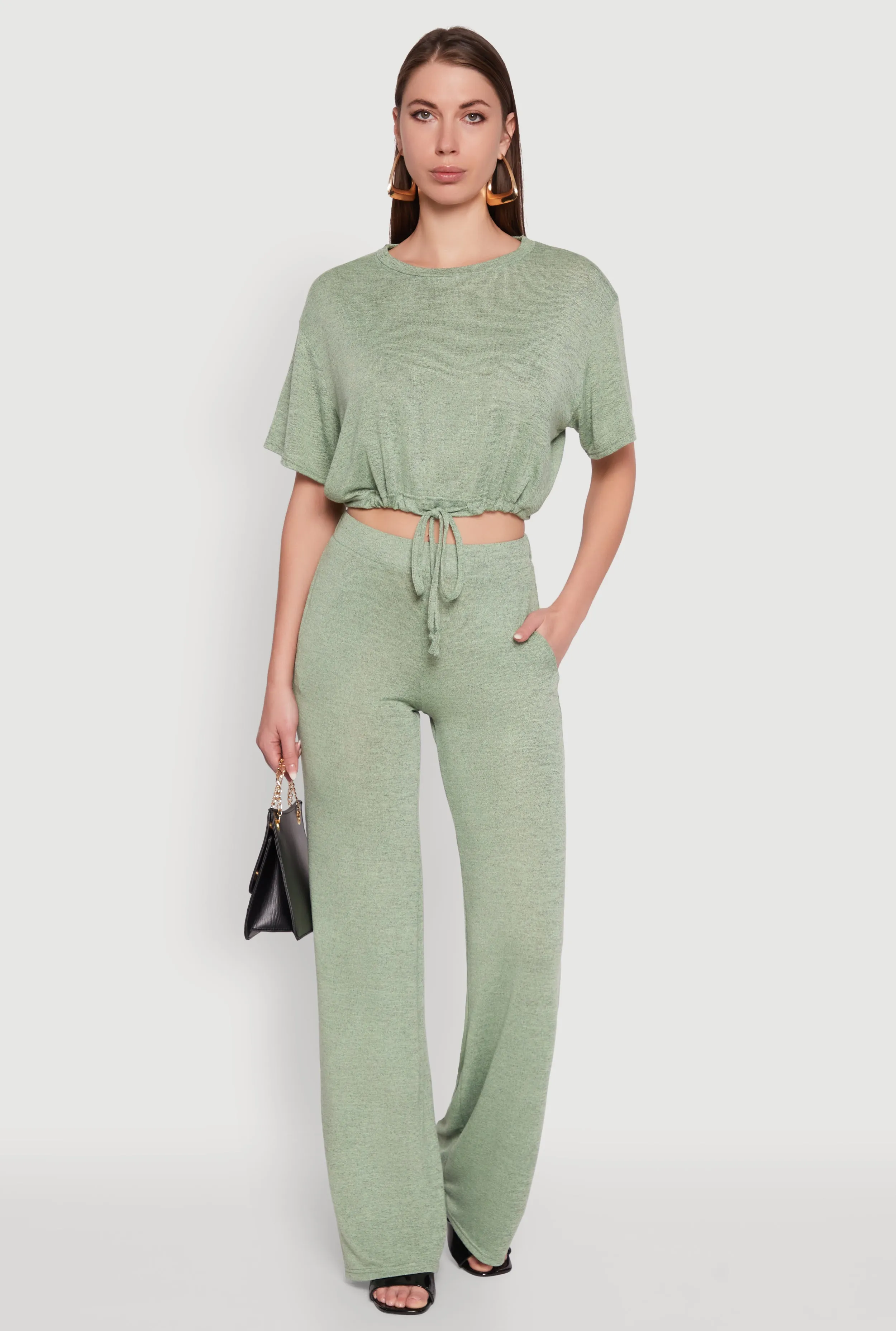 Daisy High Waisted Wide Leg Brushed Knit Pants sold by Rainbow