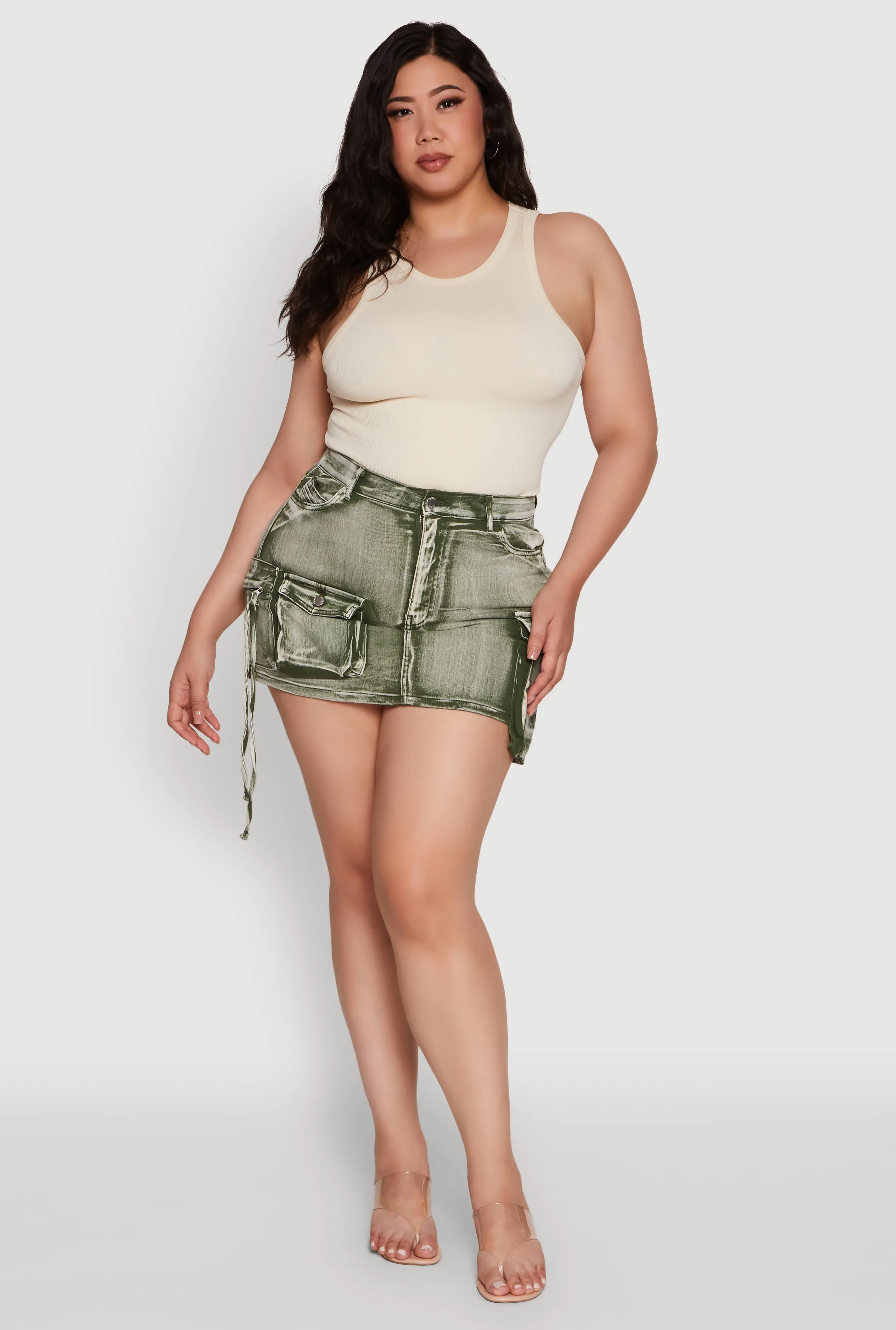Plus Size Daisy Acid Wash Denim Cargo Skirt sold by Rainbow product image thumbnail 2