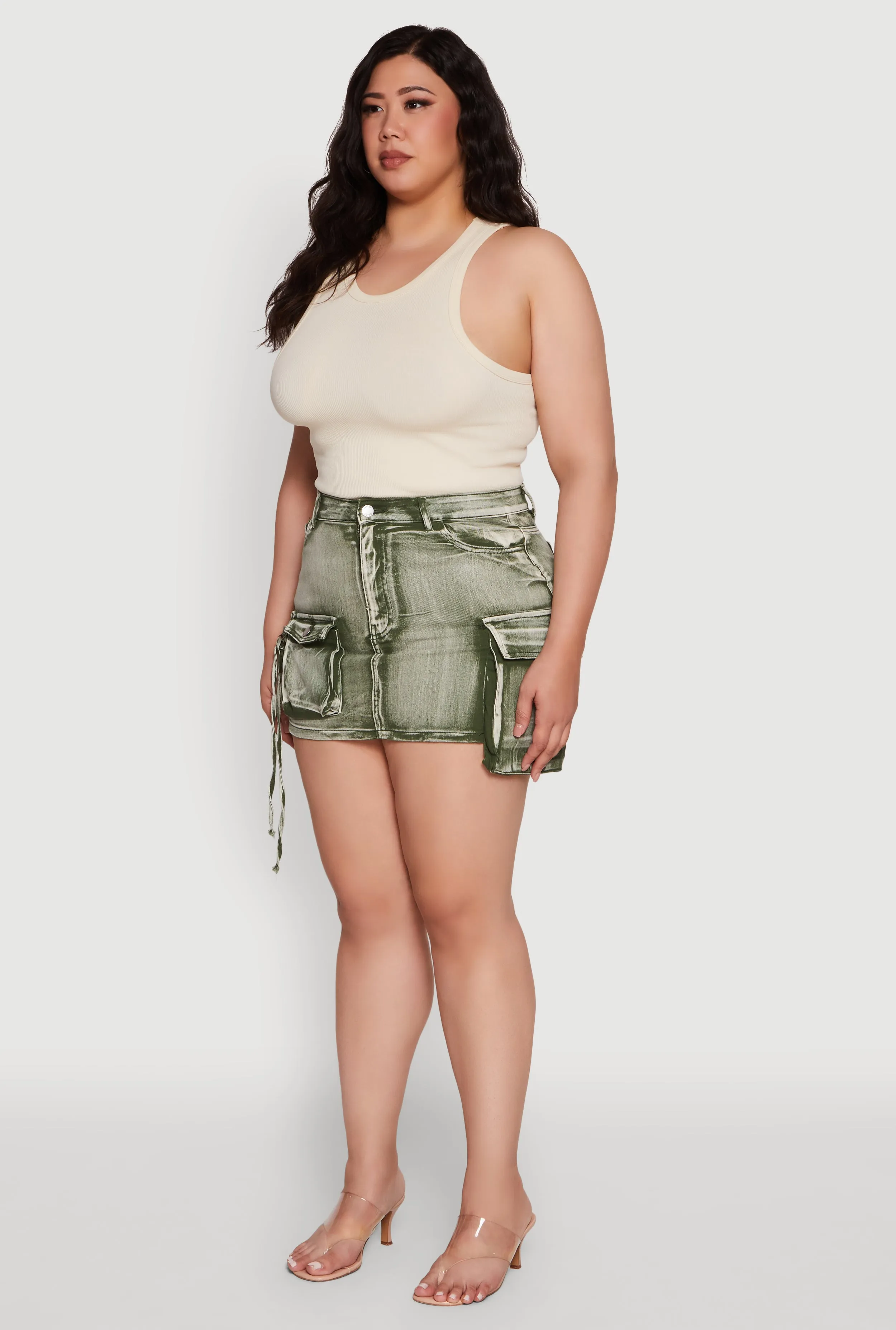 Plus Size Daisy Acid Wash Denim Cargo Skirt sold by Rainbow product image thumbnail 3
